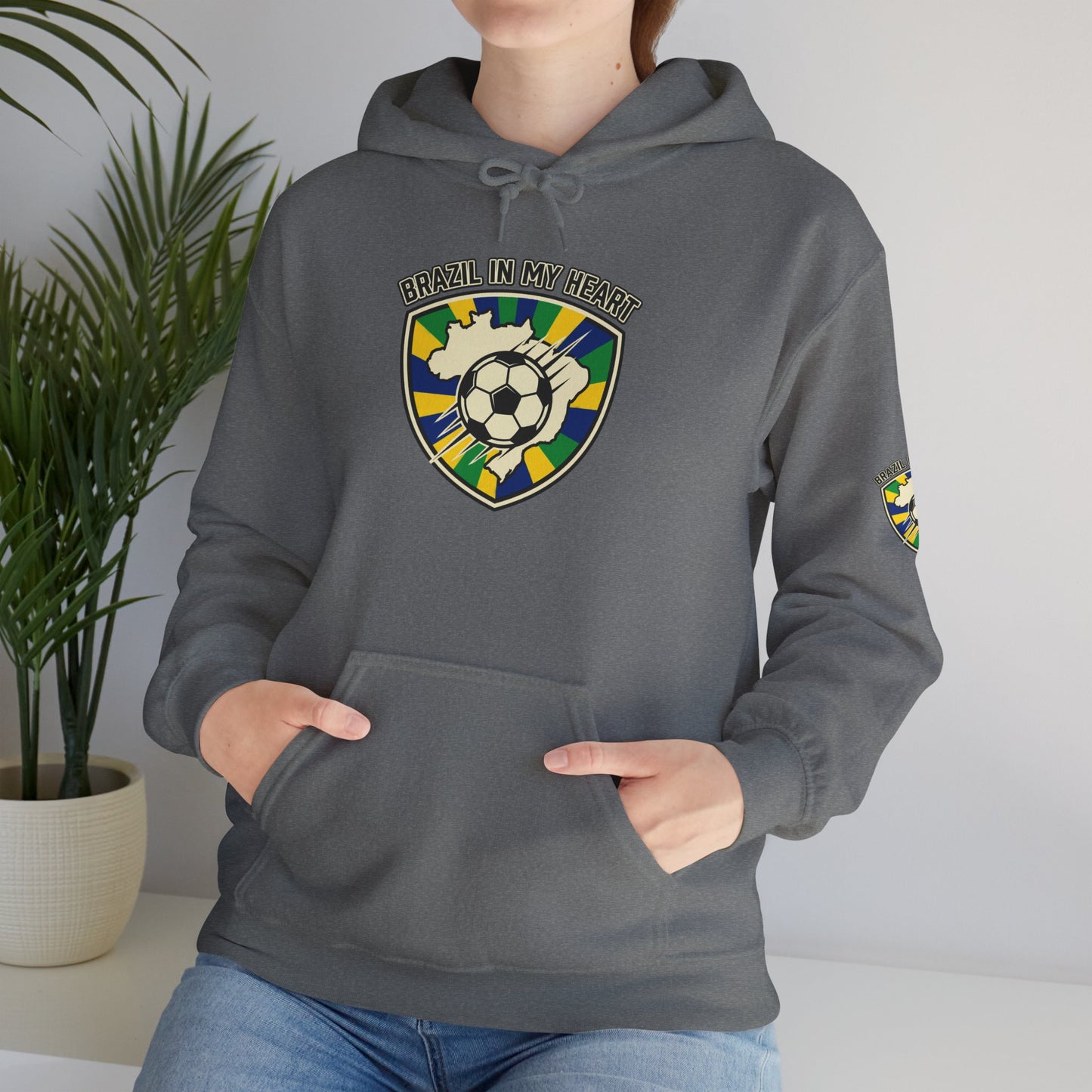 Brazil Pride Shield Soccer Hoodie | Brazil retro soccer hoodie - Trending Novelties & Gifts