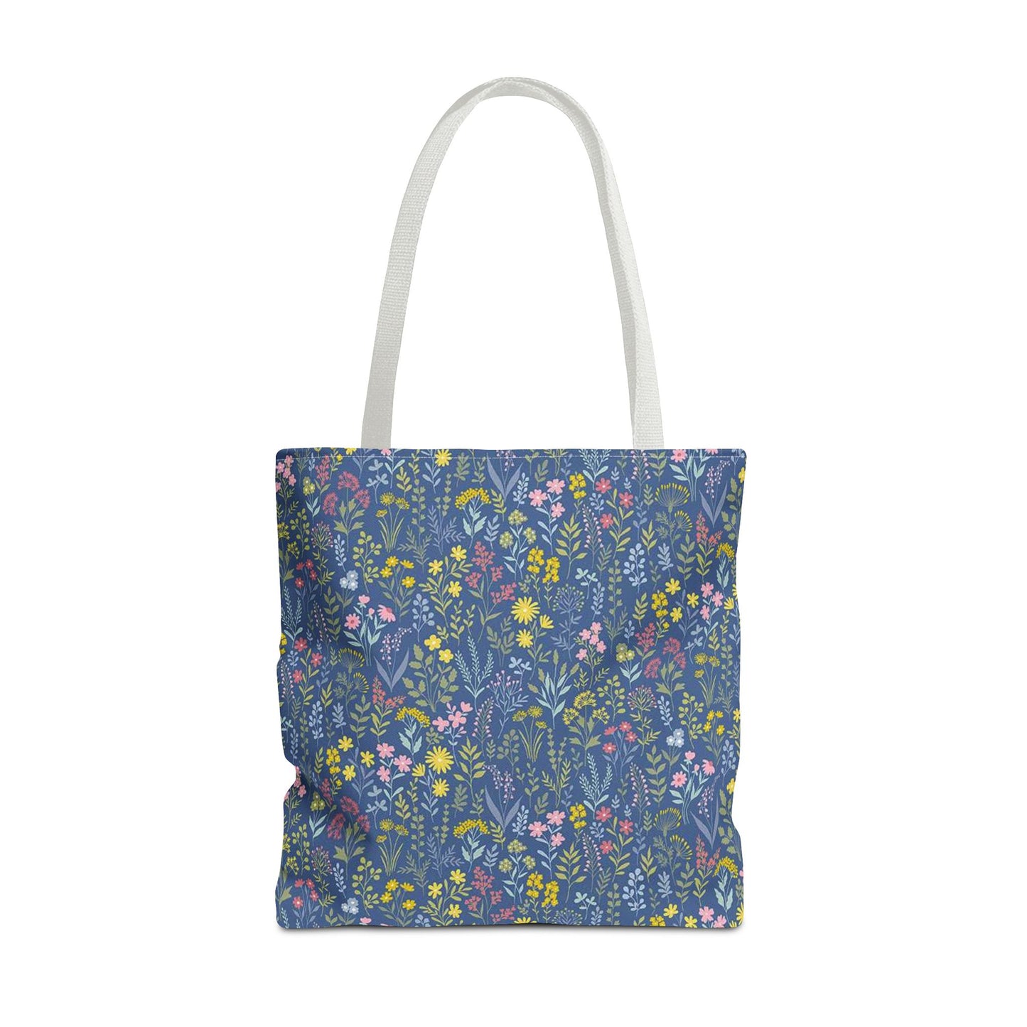 Wildflower Meadow Tote Bag — Blue Floral All-Over Print Eco Tote (summer)