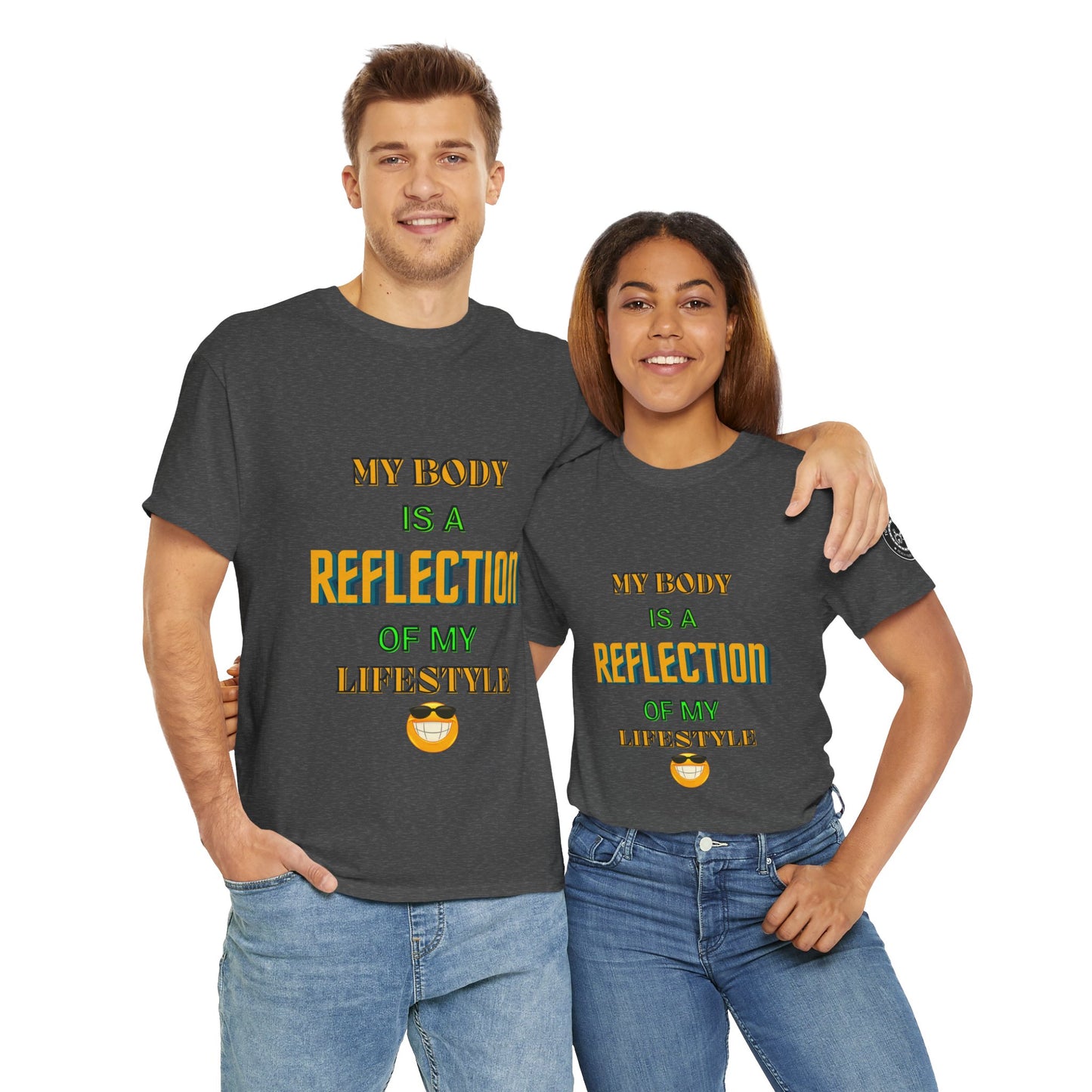 Fitness Quotes Cotton T-shirt (7): 'My body is a reflection of my lifestyle'. FQT