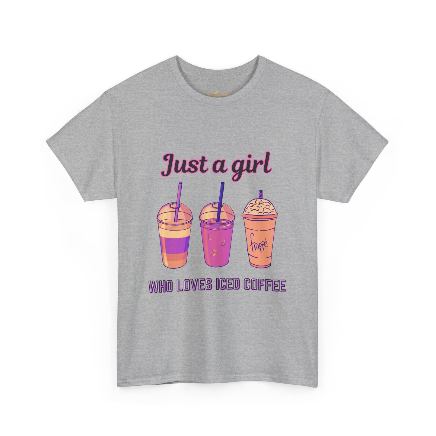 Coffee Lover Cotton Tee - Just a Girl Who Loves Iced Coffee