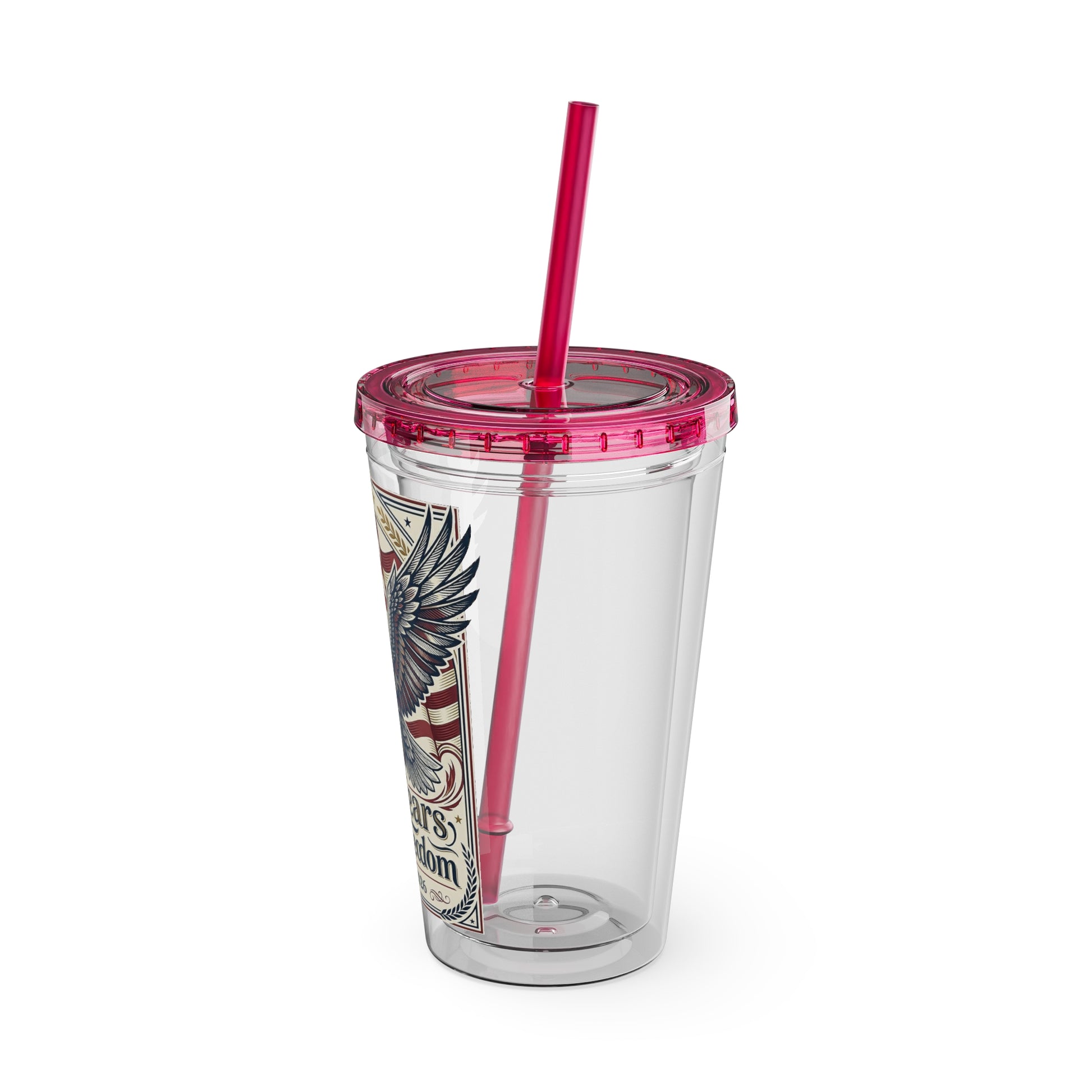 USA 250th ANNIVERSARY - Patriotic Eagle Tumbler 16oz – "250 Years of Freedom" USA Flag Straw Cup - Trending Novelties & Gifts