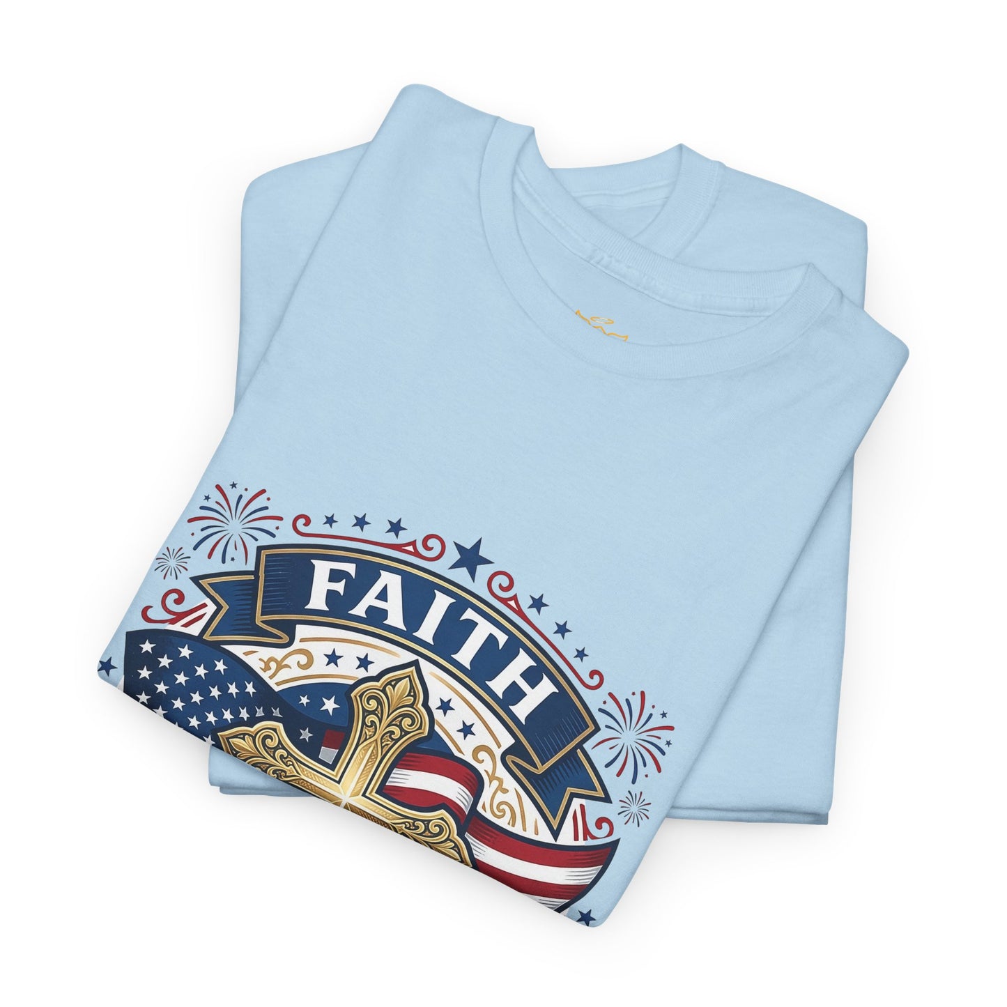 Faith, Family & Freedom Tee (USA 250th) — Patriotic Cross American Flag T-Shirt