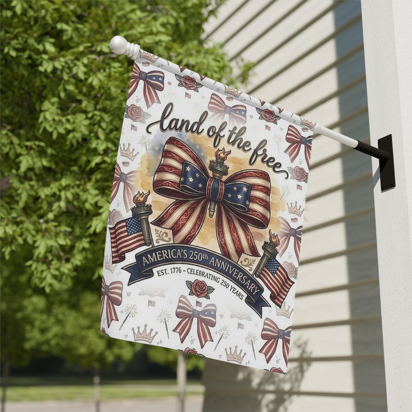 Patriotic 'Land of the Free' Garden Flag – USA 250th Anniversary Banner - Trending Novelties & Gifts