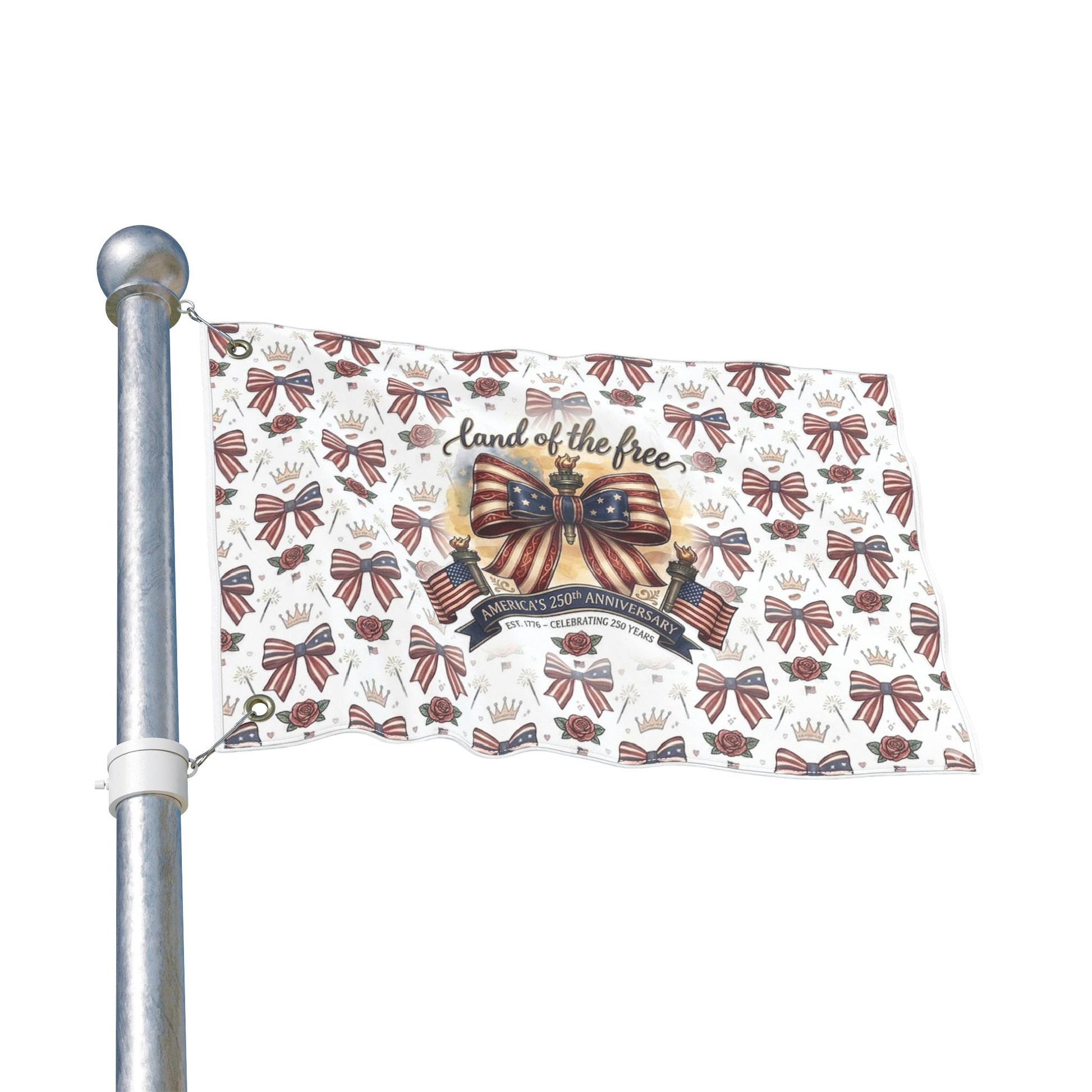 USA 250th ANNIVERSARY Double-Sided Garden Flag — "Land of the Free" Patriotic Bow 4th of July Decoration - Trending Novelties & Gifts