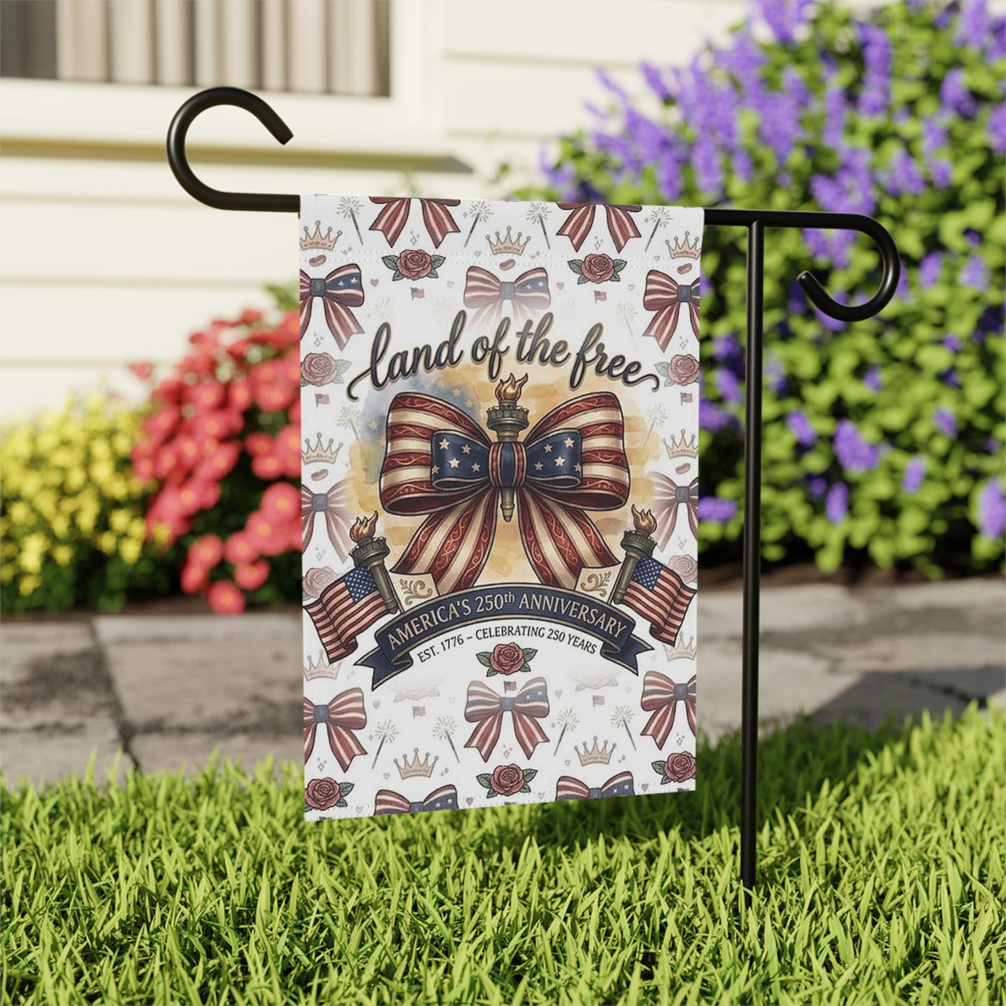 Patriotic 'Land of the Free' Garden Flag – USA 250th Anniversary Banner - Trending Novelties & Gifts