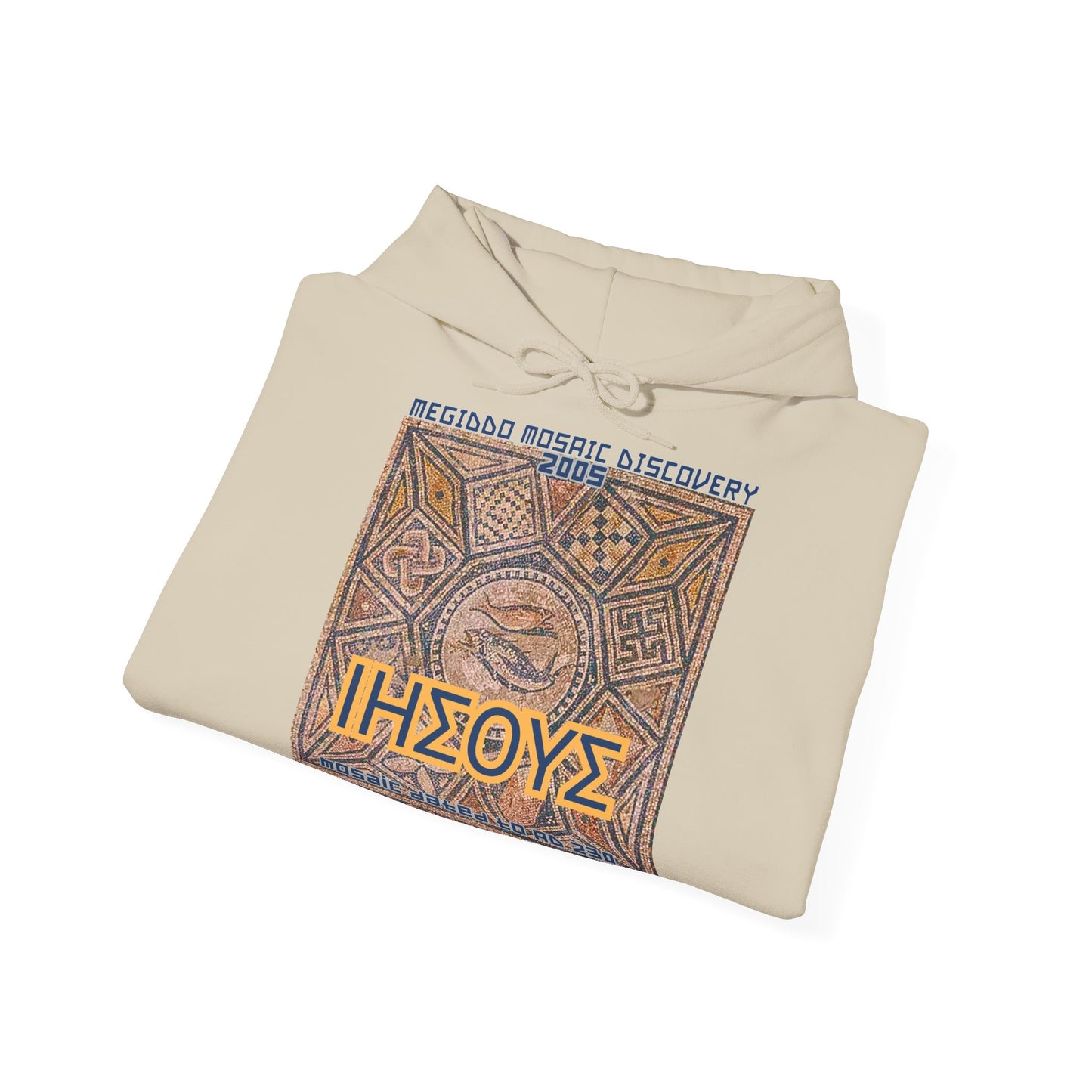 Megiddo Mosaic Souvenir Unisex Hoodie - Catholic Faith Souvenir Hoodie, Christian Vintage Hoodie, MMD.
