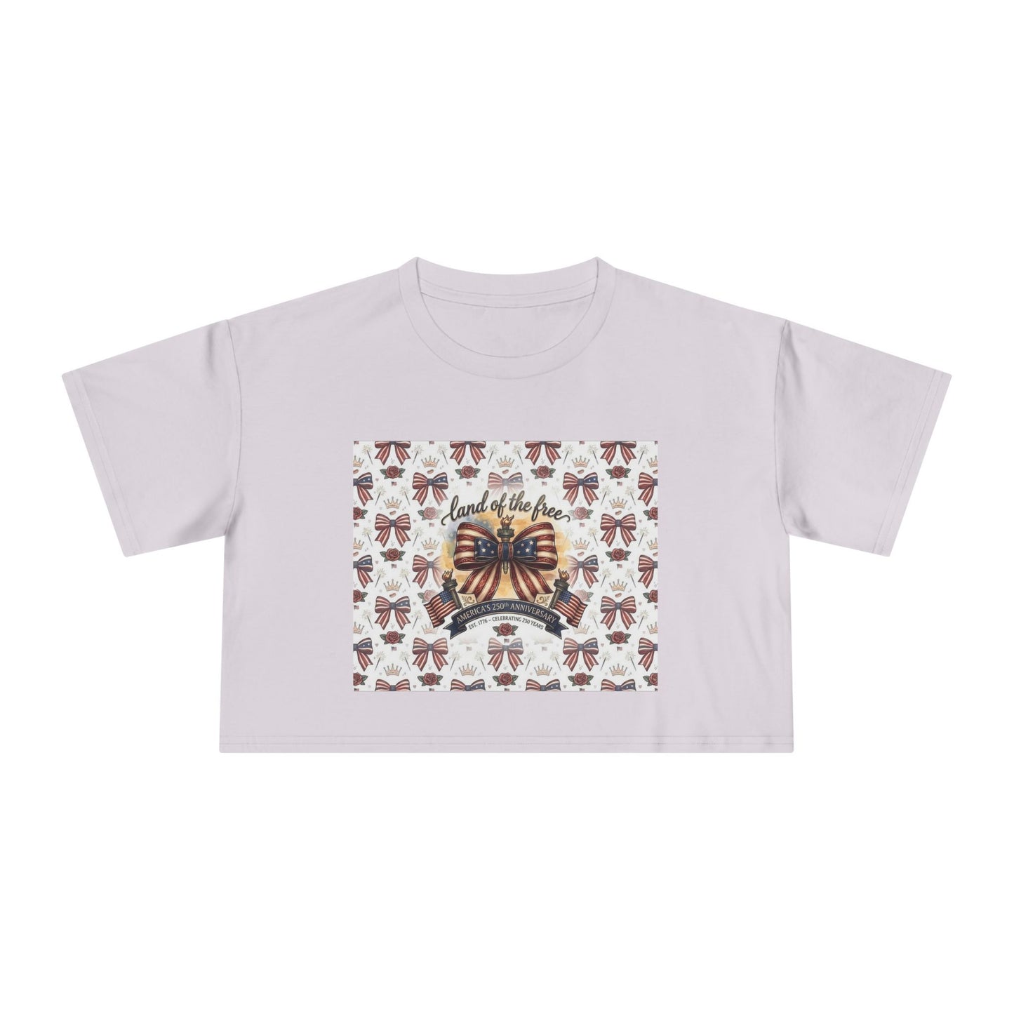 USA 250th ANNIVERSARY Women’s Crop Tee — Patriotic "Land of the Free" Women’s Crop Tee - Trending Novelties & Gifts