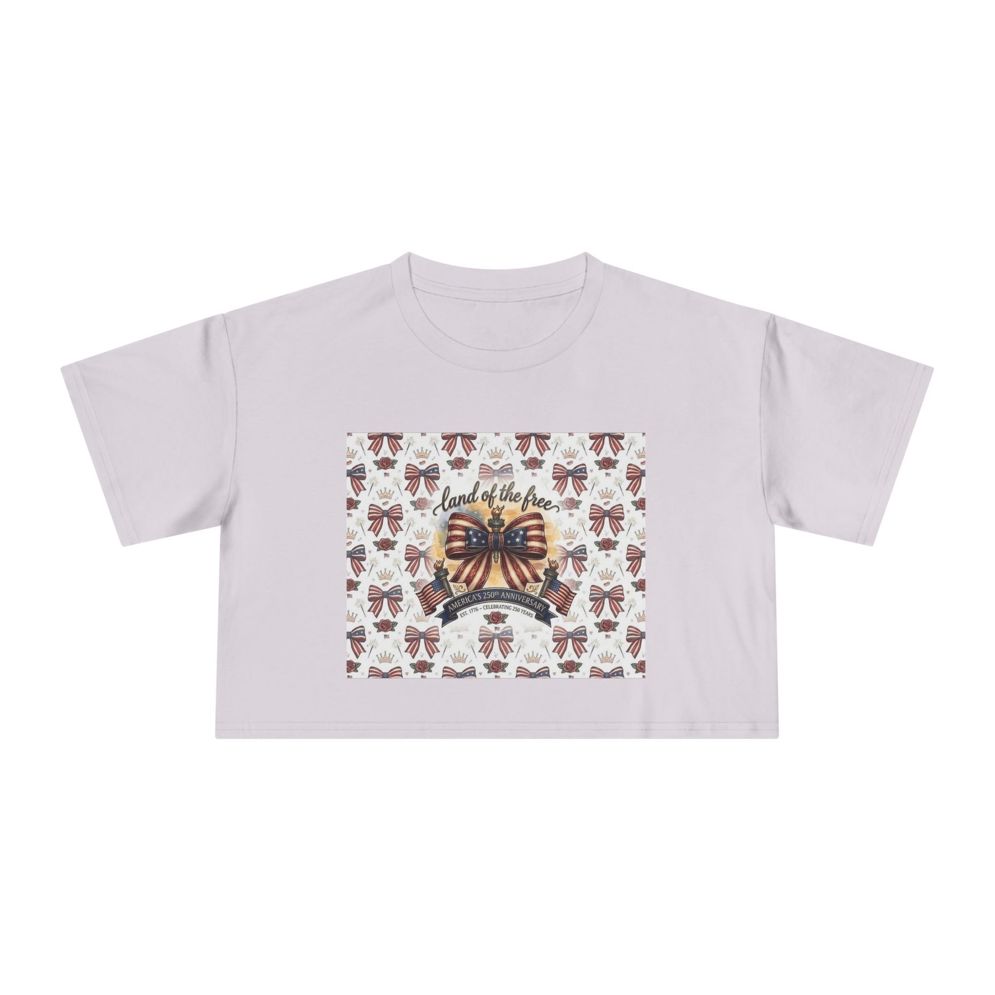 USA 250th ANNIVERSARY Women’s Crop Tee — Patriotic "Land of the Free" Women’s Crop Tee - Trending Novelties & Gifts