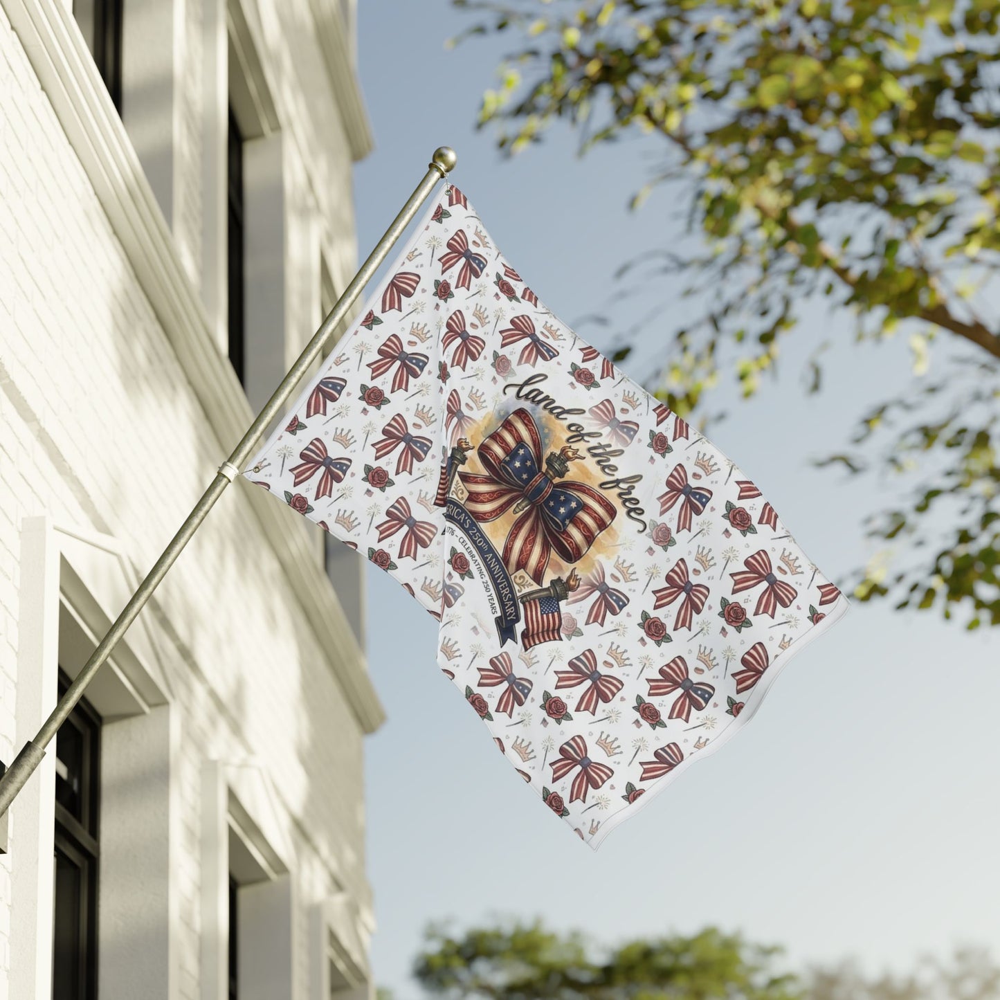 USA 250th ANNIVERSARY Double-Sided Garden Flag — "Land of the Free" Patriotic Bow 4th of July Decoration - Trending Novelties & Gifts