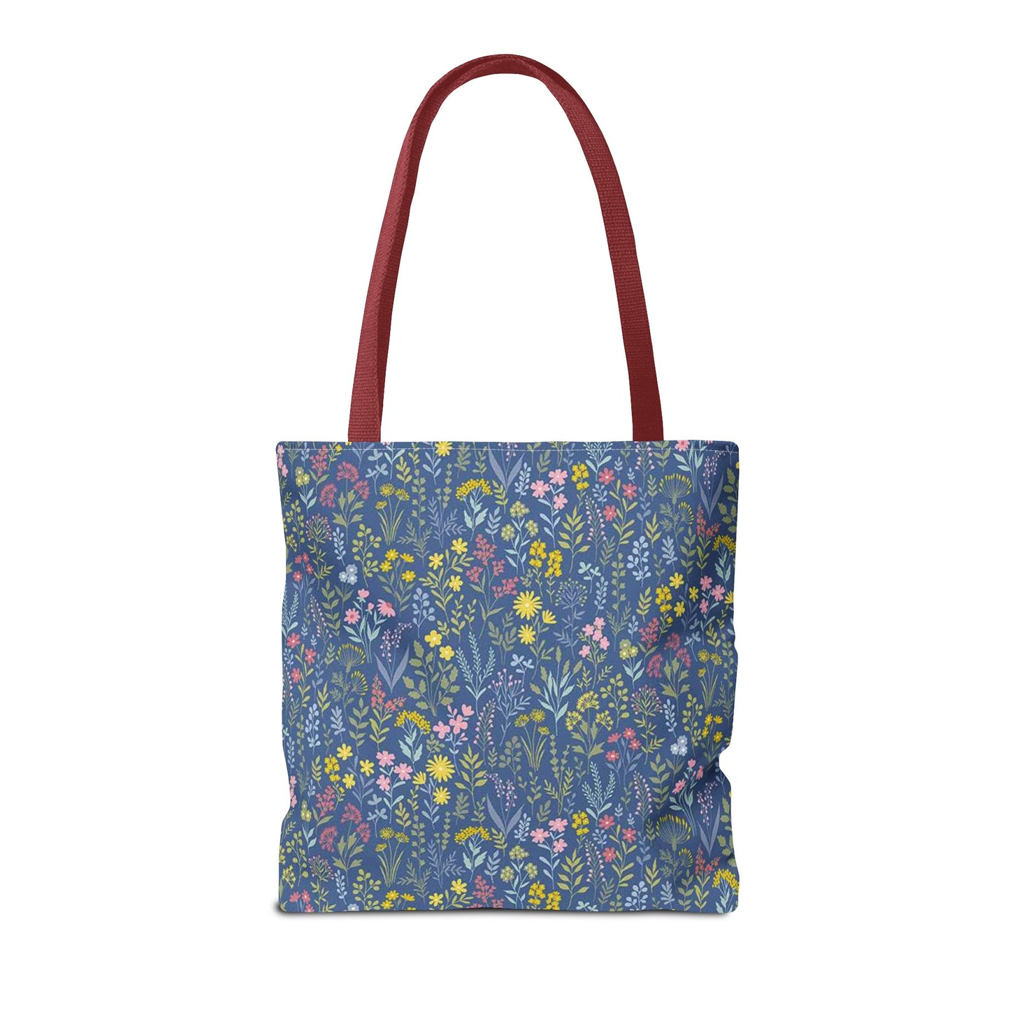 Wildflower Meadow Tote Bag — Blue Floral All-Over Print Eco Tote (summer)