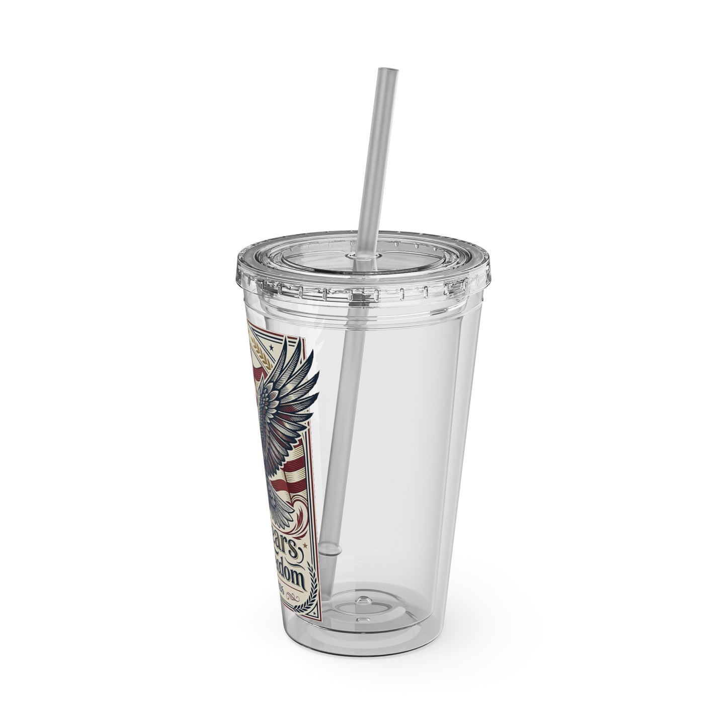USA 250th ANNIVERSARY - Patriotic Eagle Tumbler 16oz – "250 Years of Freedom" USA Flag Straw Cup - Trending Novelties & Gifts