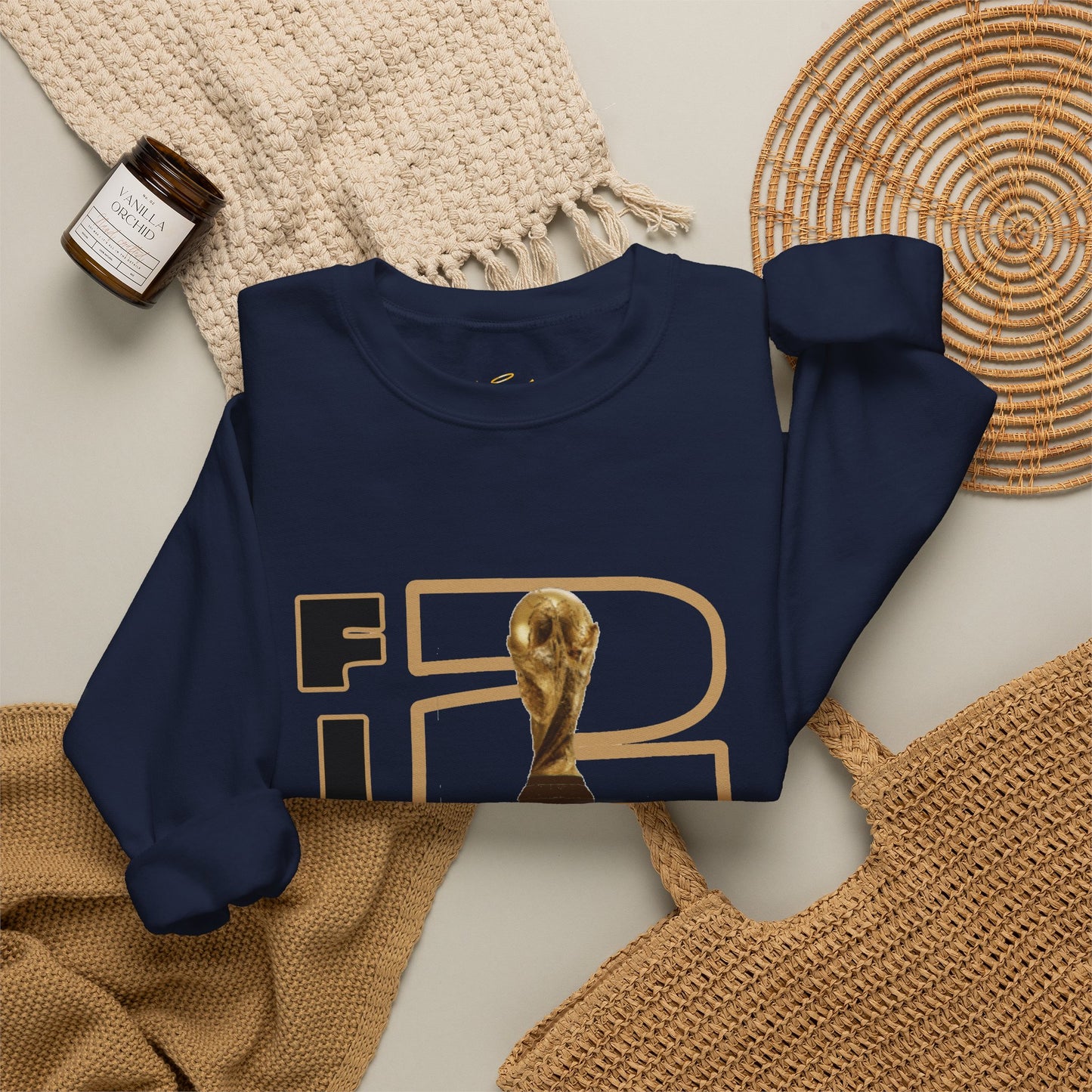 FIFA World Cup 2026 Crewneck Sweatshirt — Gold Trophy & Soccer Ball Design