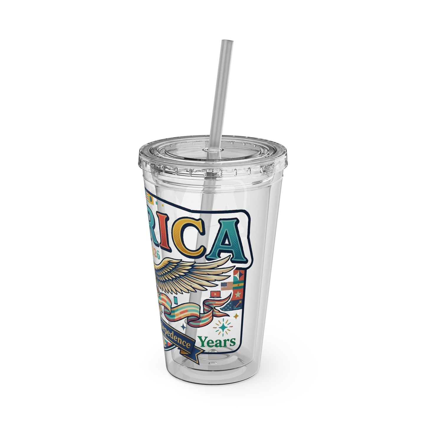 America 250 Years Eagle Tumbler with Straw |  USA 250th ANNIVERSARY Commemorative Drink Cup - Trending Novelties & Gifts