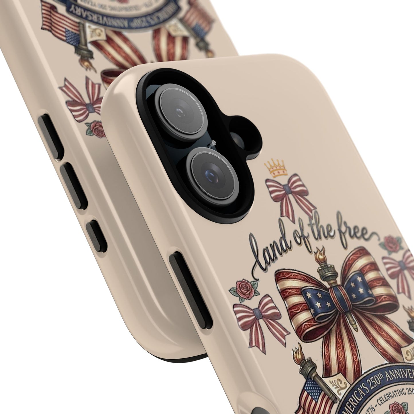 USA 250th ANNIVERSARY "Land of the Free" Tough Phone Case – USA Flag Bow Phone Cover - Trending Novelties & Gifts