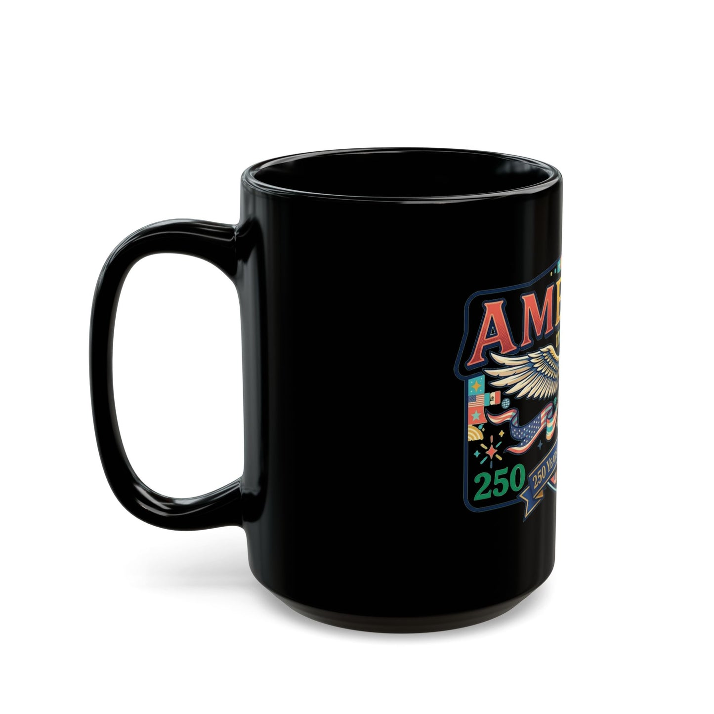 USA 250th ANNIVERSARY Eagle Black Mug | America 250th Anniversary Patriotic Coffee Cup - Trending Novelties & Gifts