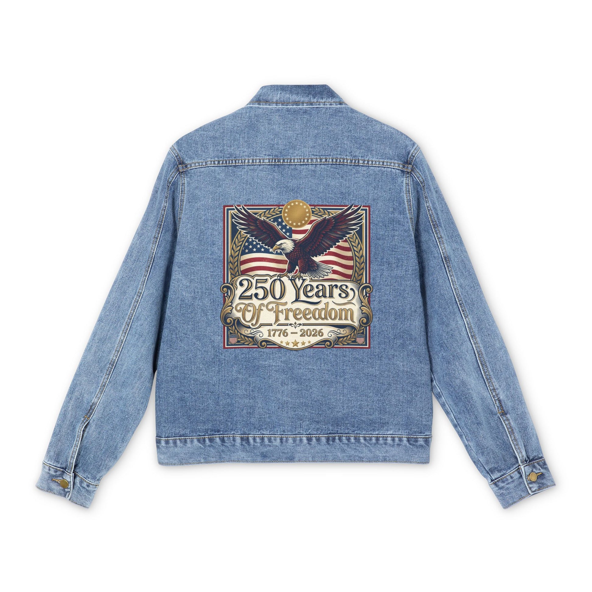 USA 250th ANNIVERSARY Denim Jacket - 250 Years of Freedom Eagle Back Patch - Trending Novelties & Gifts