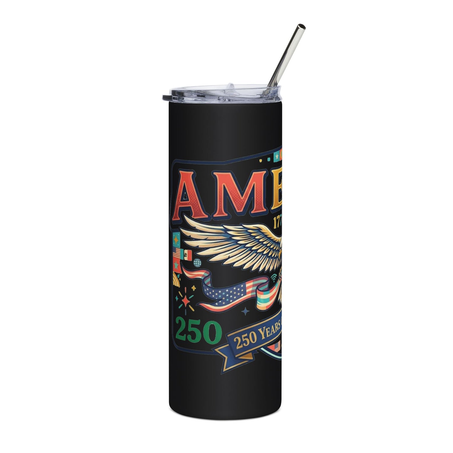 USA 250th ANNIVERSARY Patriotic 20oz Stainless Tumbler — "America 250 Years" Eagle Travel Tumbler - Trending Novelties & Gifts