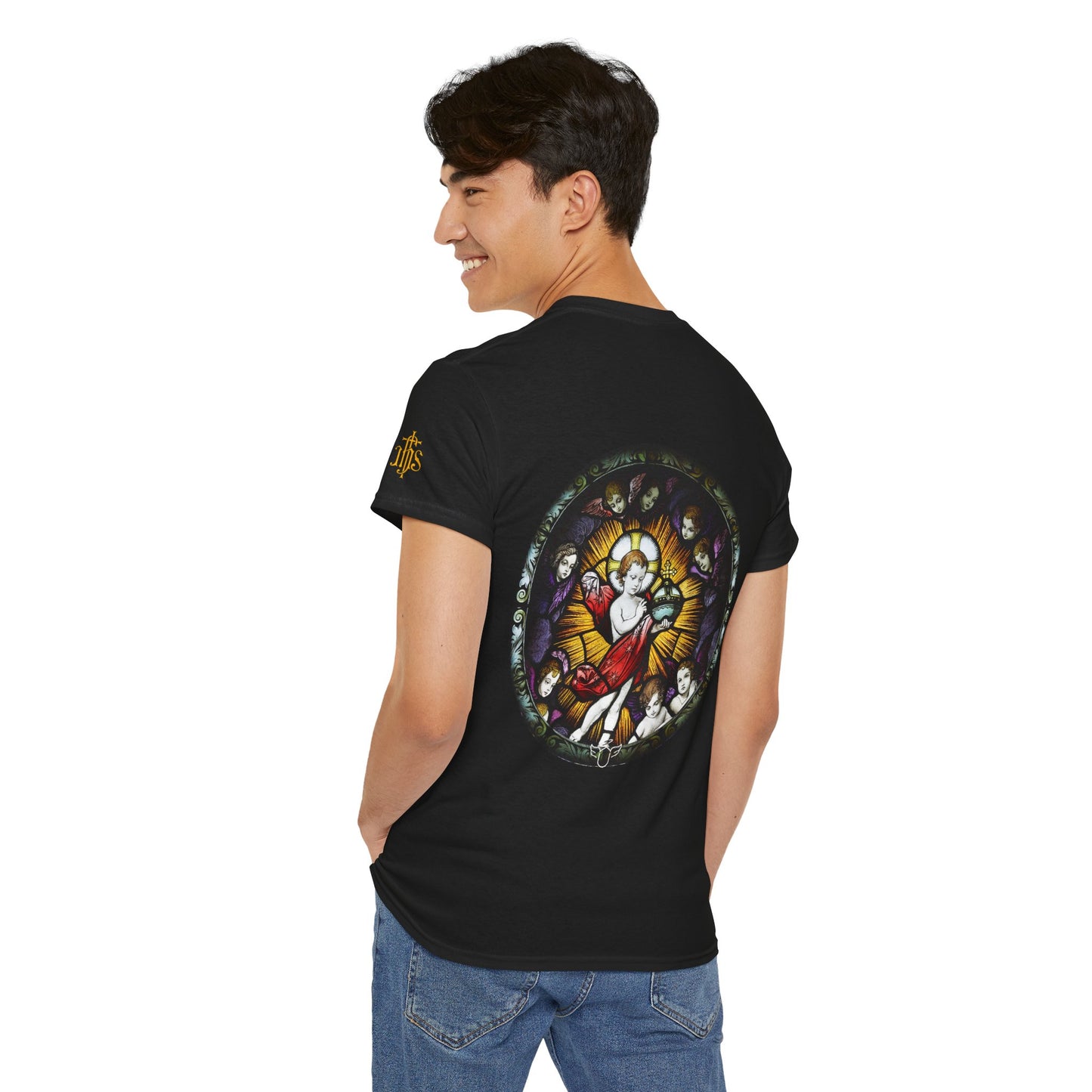 Baby Jesus Tee — Christian Stained Glass Graphic T‑Shirt (CT)