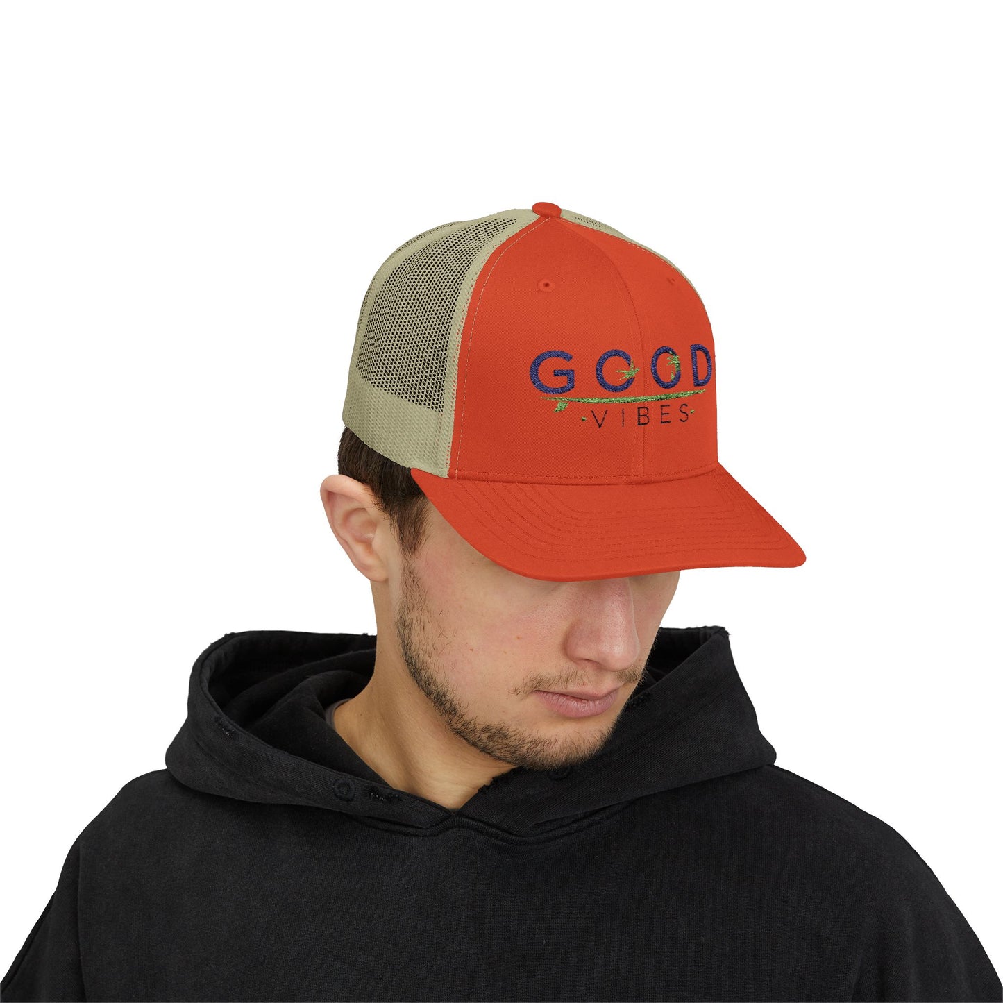 Good Vibes Trucker Cap - Summer Colorful Embroidered Snapback Cap - Trending Novelties & Gifts