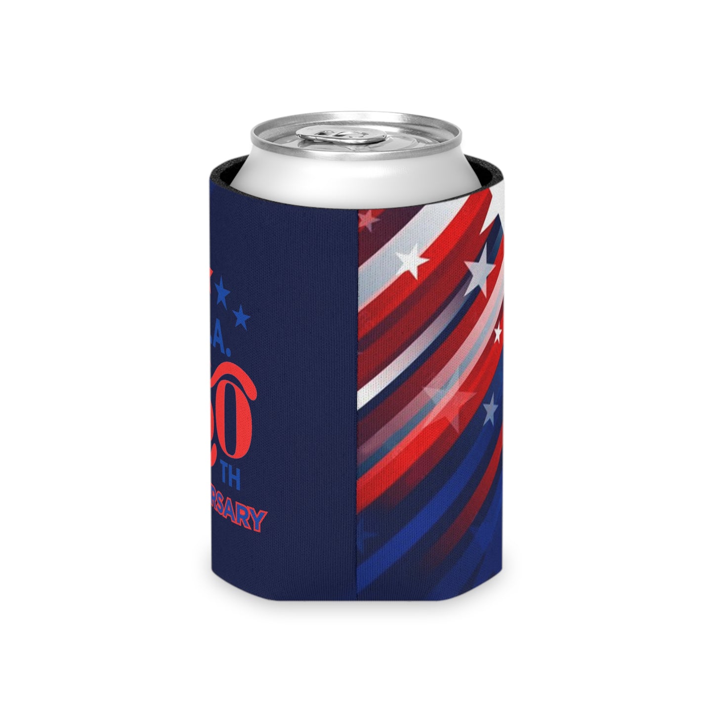 USA 250th ANNIVERSARY Can Cooler — Patriotic Red & Blue Koozie - Trending Novelties & Gifts