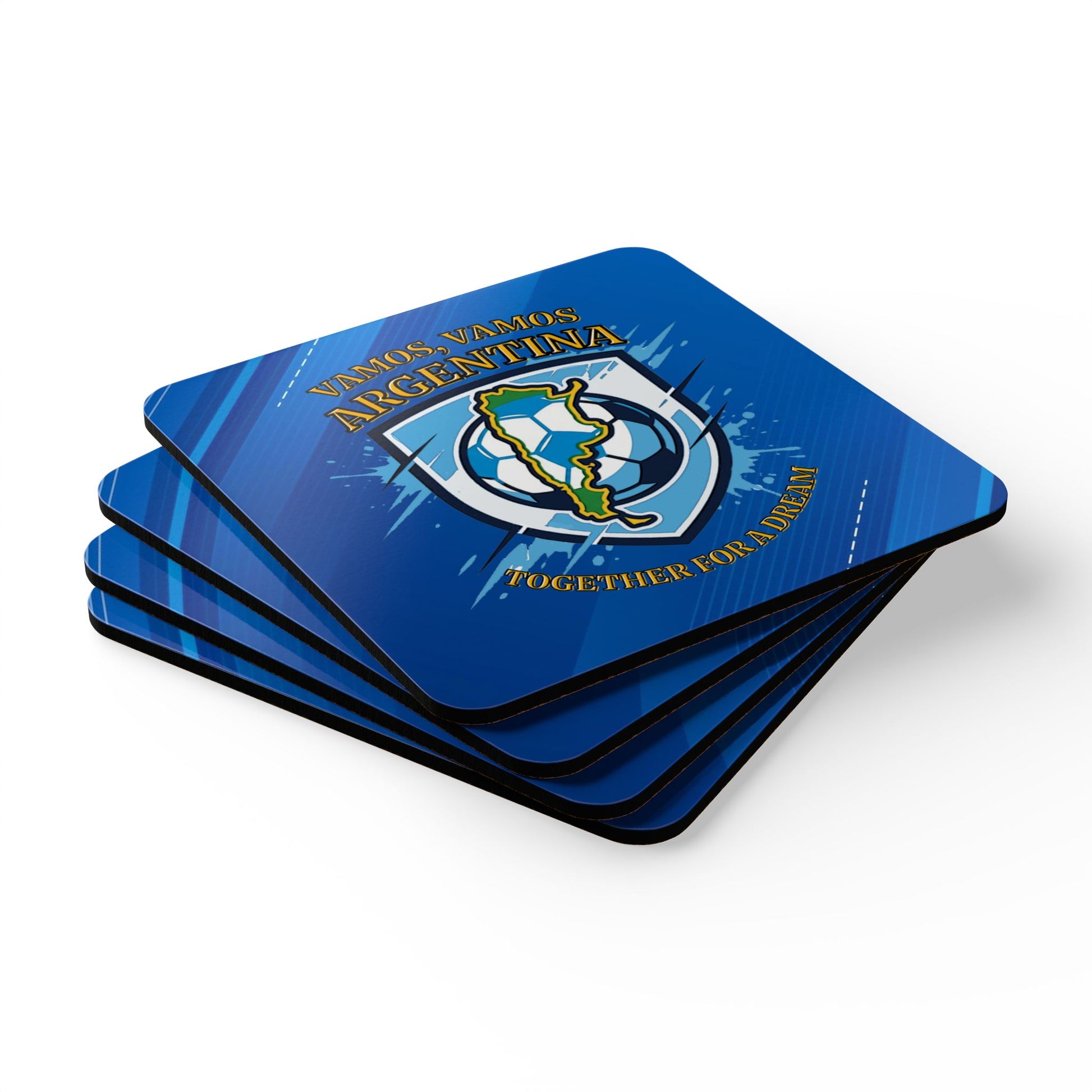 Argentina Soccer Cork Coaster Set — "Vamos, Vamos Argentina" Football Drink Coasters - Trending Novelties & Gifts