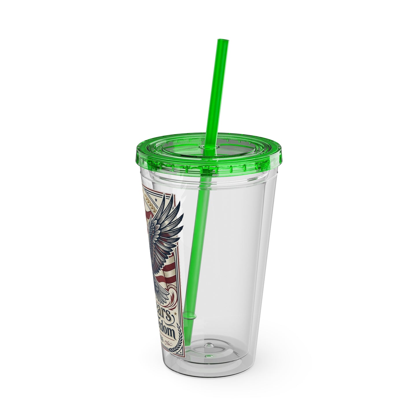 USA 250th ANNIVERSARY - Patriotic Eagle Tumbler 16oz – "250 Years of Freedom" USA Flag Straw Cup - Trending Novelties & Gifts
