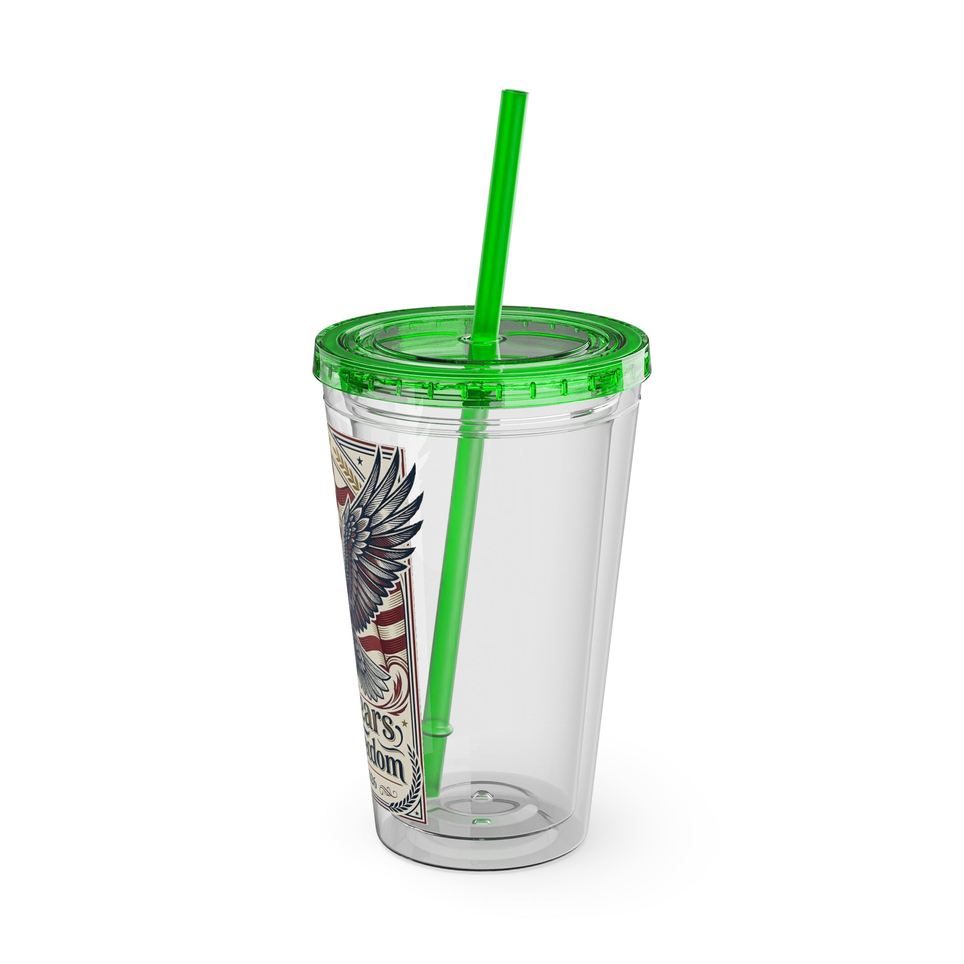 USA 250th ANNIVERSARY - Patriotic Eagle Tumbler 16oz – "250 Years of Freedom" USA Flag Straw Cup - Trending Novelties & Gifts