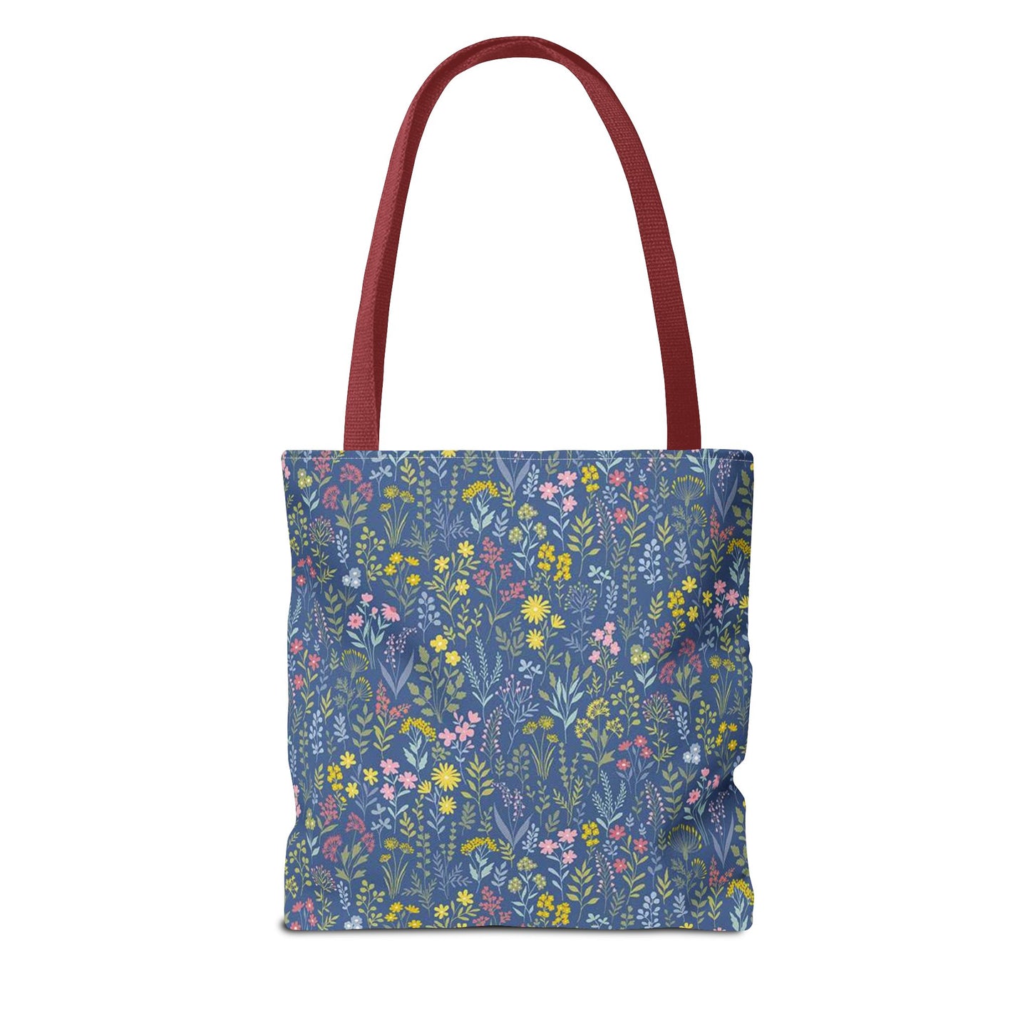 Wildflower Meadow Tote Bag — Blue Floral All-Over Print Eco Tote (summer)