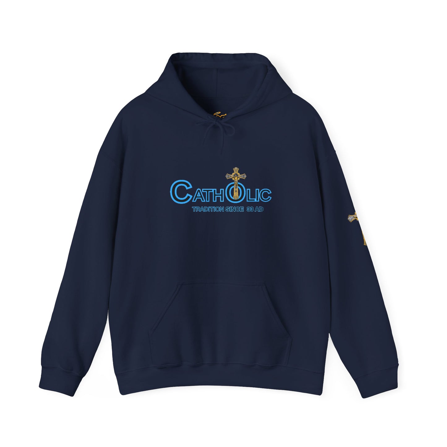 Catholic Hoodie - "Catholic: Tradition Since 33 AD" Pullover with Cross Accent (CT)