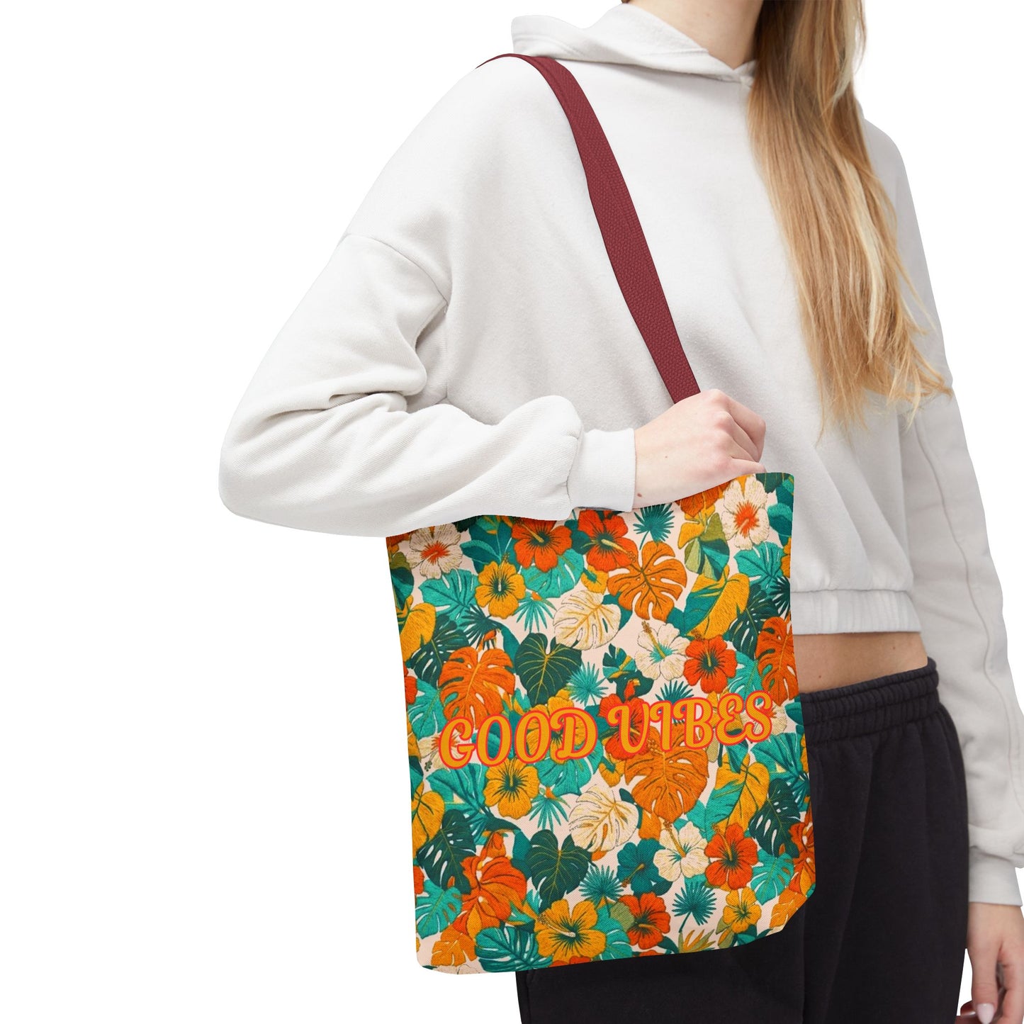 Good Vibes Floral Tote Bag — Summer Tropical All-Over Print Tote - Trending Novelties & Gifts