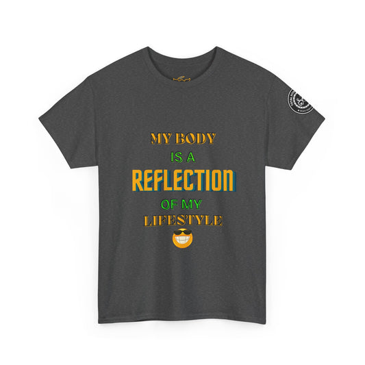 Fitness Quotes Cotton T-shirt (7): 'My body is a reflection of my lifestyle'. FQT
