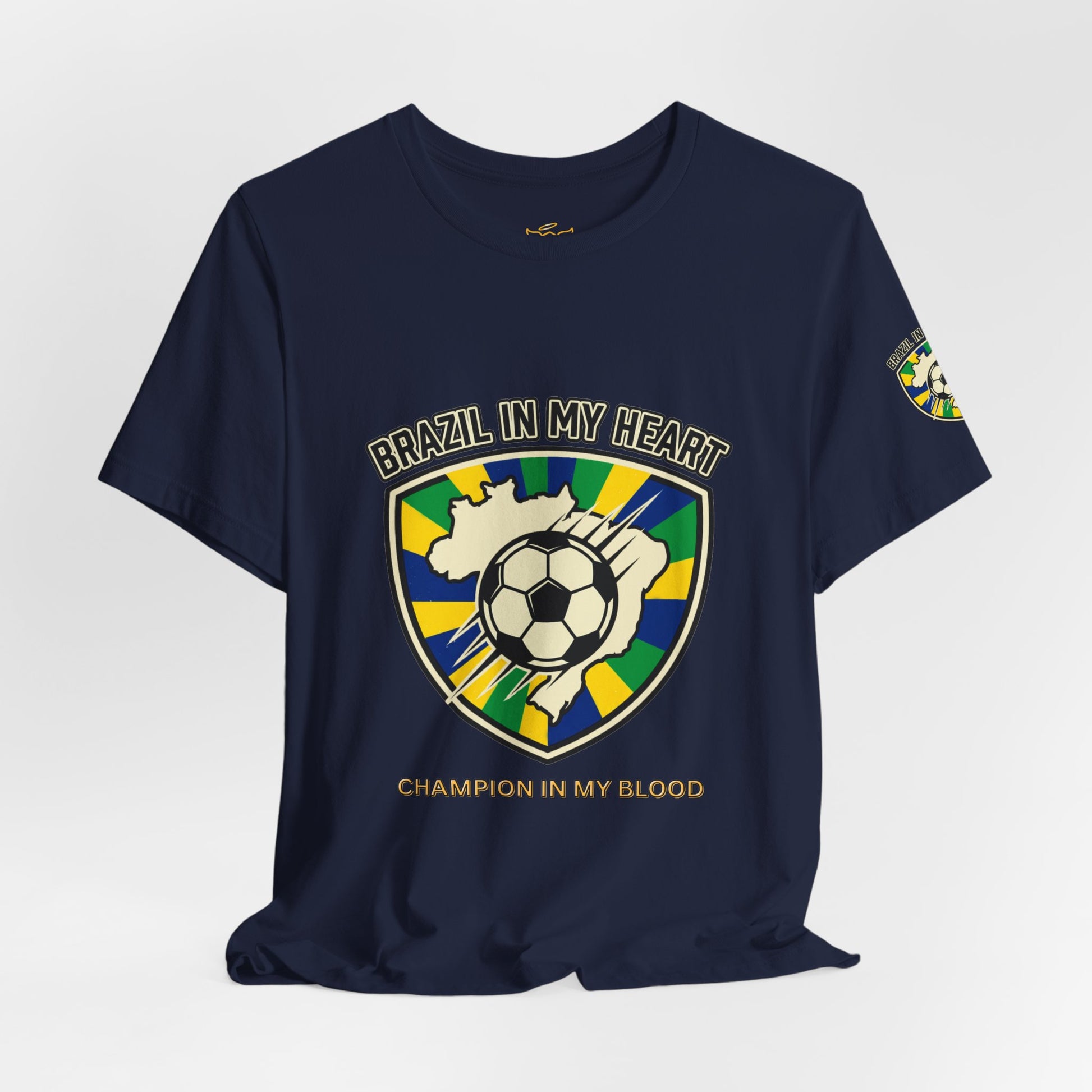 Brazil in My Heart Soccer Crest Tee | country pride, retro soccer - Trending Novelties & Gifts