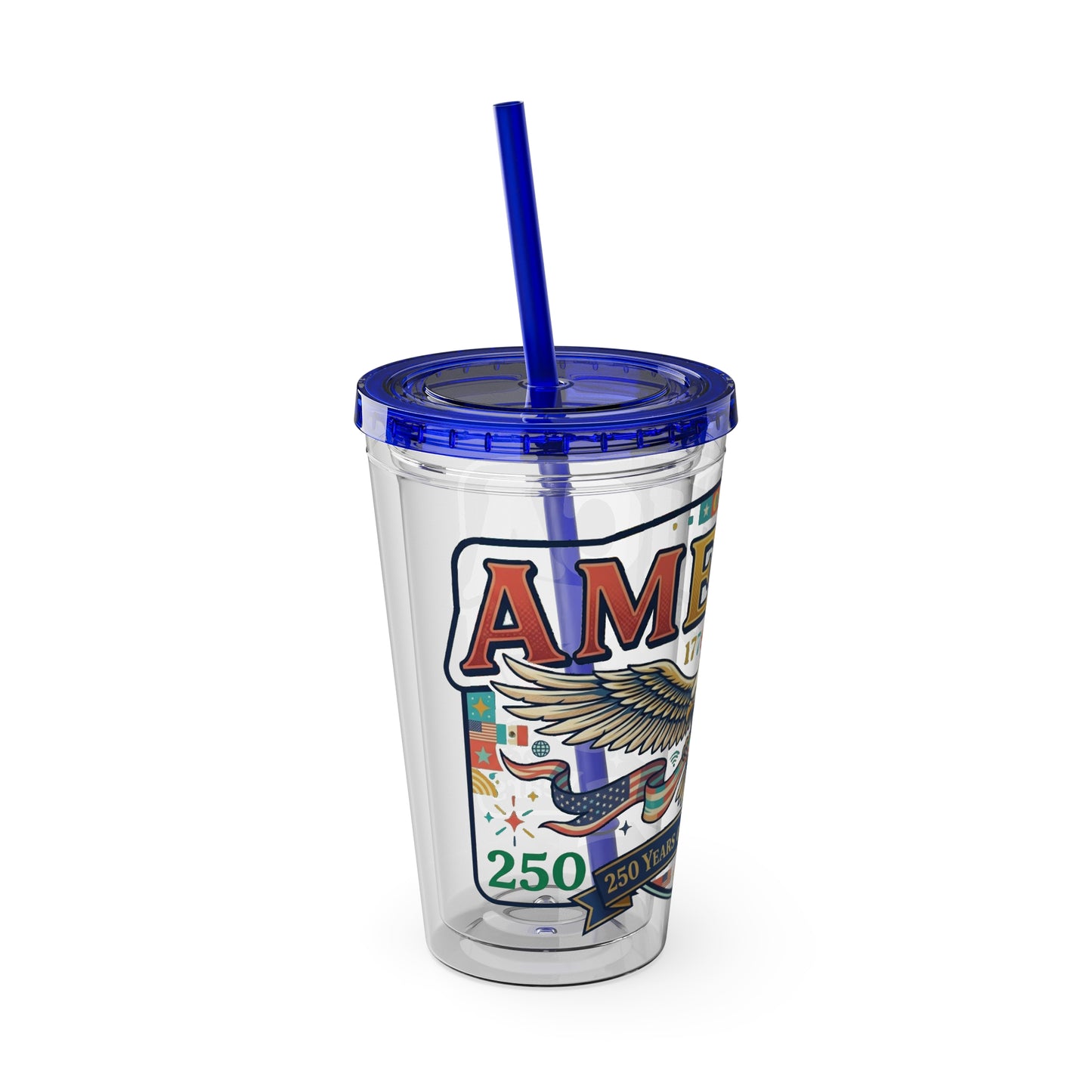America 250 Years Eagle Tumbler with Straw |  USA 250th ANNIVERSARY Commemorative Drink Cup - Trending Novelties & Gifts
