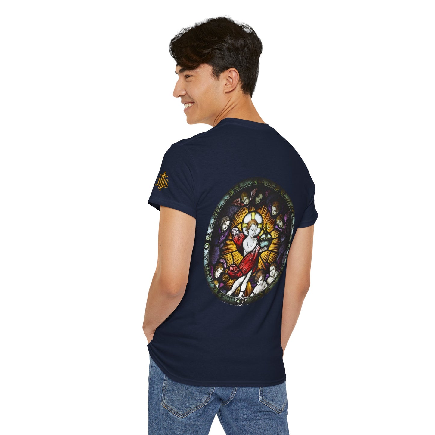 Baby Jesus Tee — Christian Stained Glass Graphic T‑Shirt (CT)