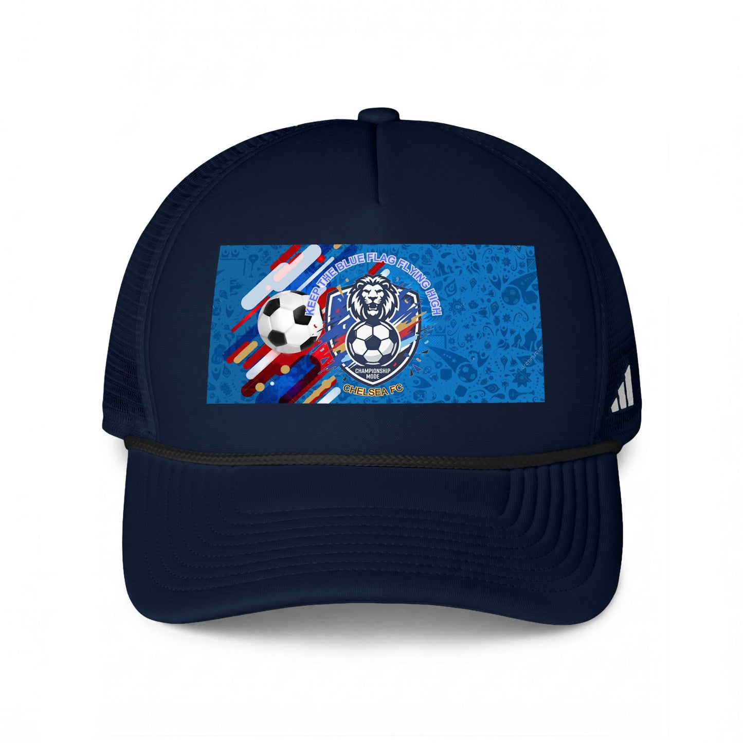 Adidas Soccer Crest Trucker Cap — Chelsea Fans Blue Graphic Design Cap - Trending Novelties & Gifts