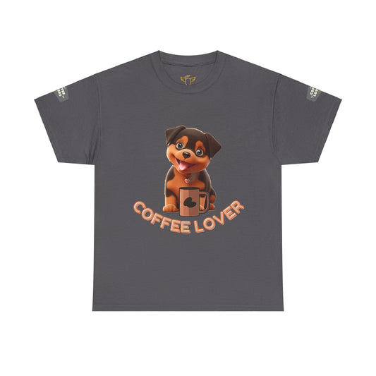 COFFEE LOVERS HEAVY COTTON TEE for Coffee and Dog Lovers.