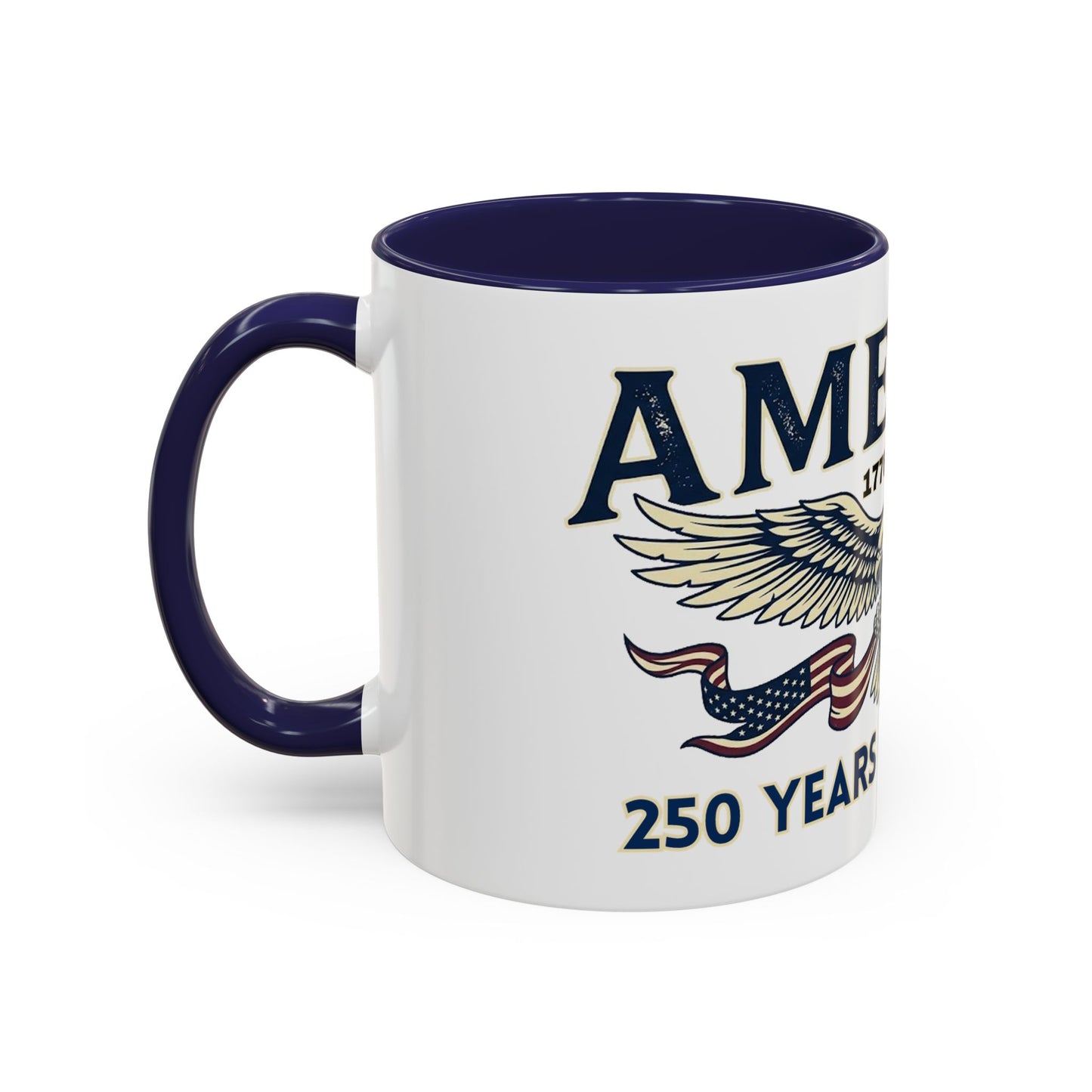 USA 250th ANNIVERSARY Accent Mug  | America  Eagle Coffee Mug — 250 Years of Freedom Accent Mug (11/15oz) - Trending Novelties & Gifts