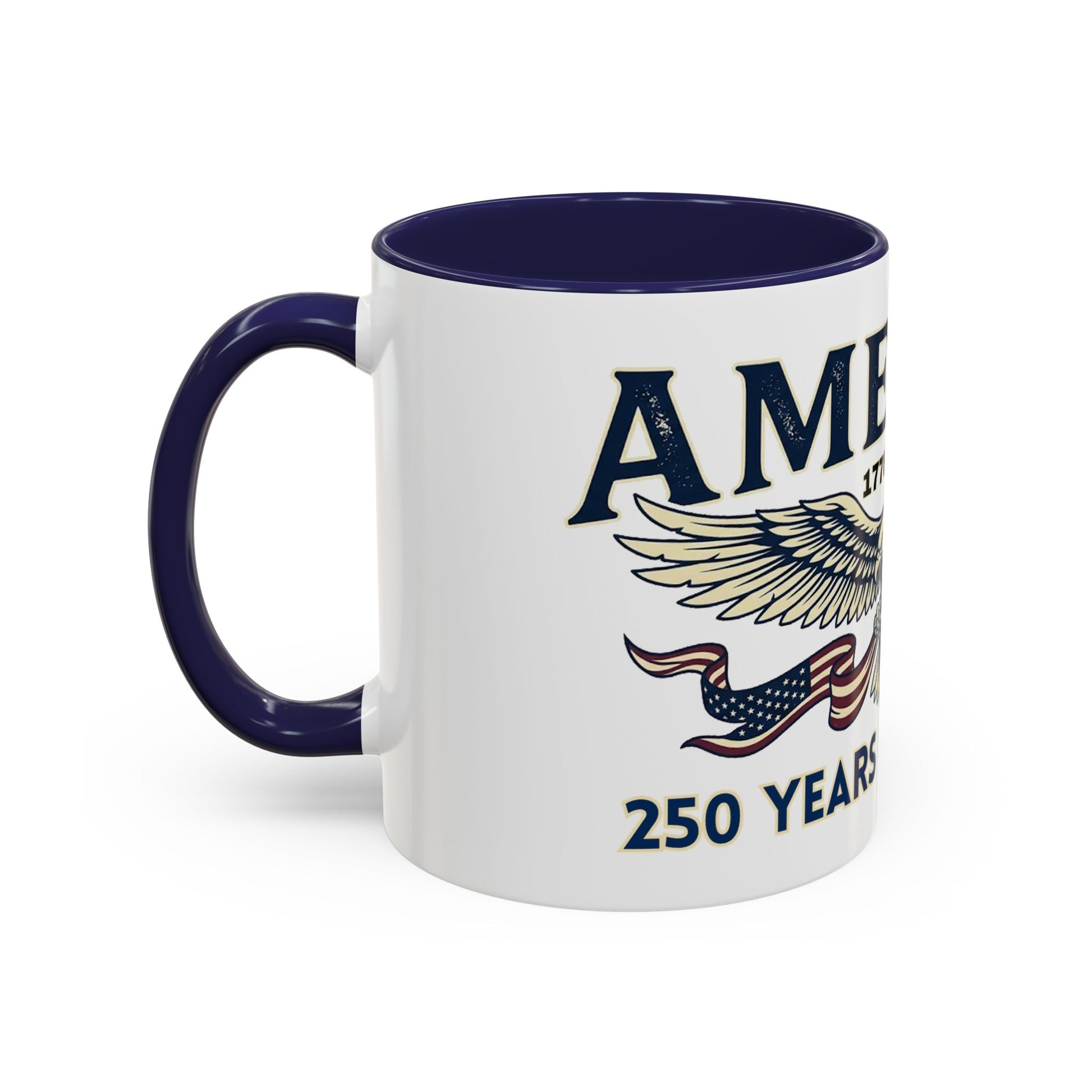 USA 250th ANNIVERSARY Accent Mug  | America  Eagle Coffee Mug — 250 Years of Freedom Accent Mug (11/15oz) - Trending Novelties & Gifts