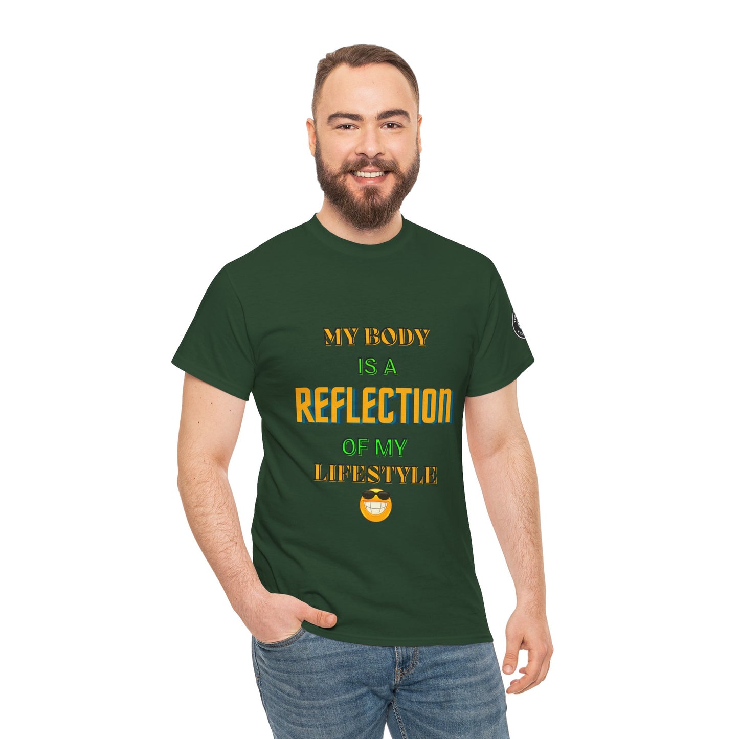 Fitness Quotes Cotton T-shirt (7): 'My body is a reflection of my lifestyle'. FQT