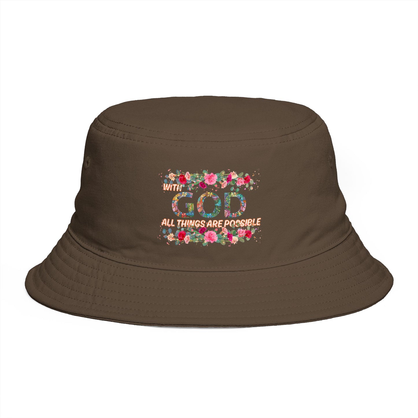 Floral Bucket Hat - With GOD all things are possible. Summer Hat - Trending Novelties & Gifts