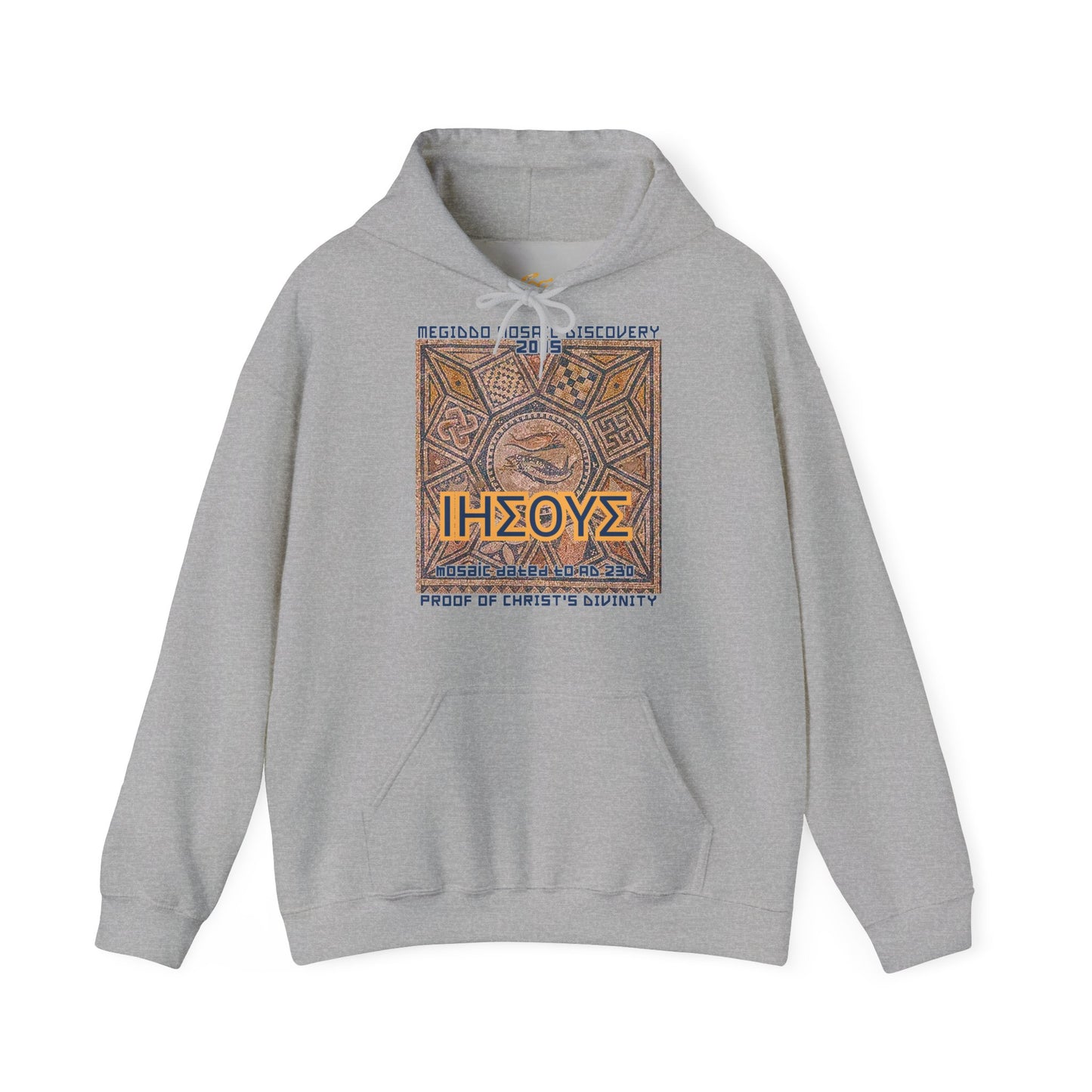 Megiddo Mosaic Souvenir Unisex Hoodie - Catholic Faith Souvenir Hoodie, Christian Vintage Hoodie, MMD.