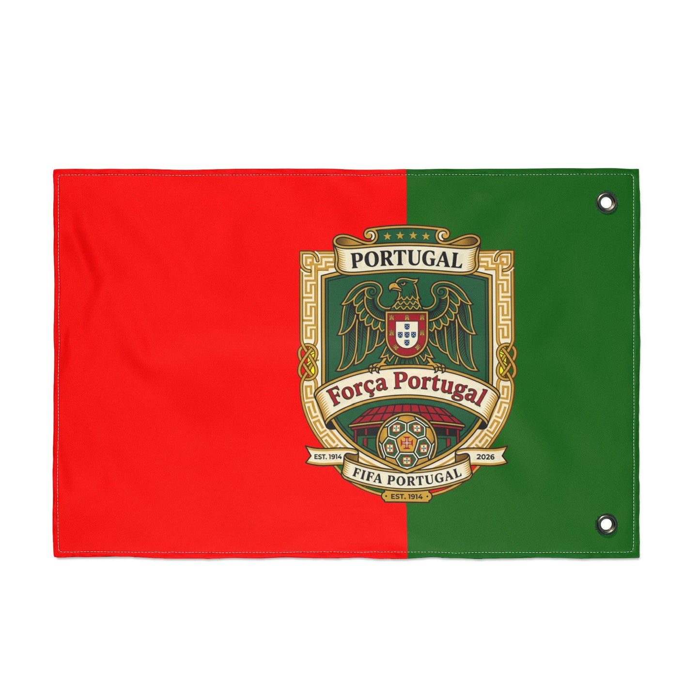 Portugal Soccer Fans Double-Sided Flag — "Força Portugal" Football Flag