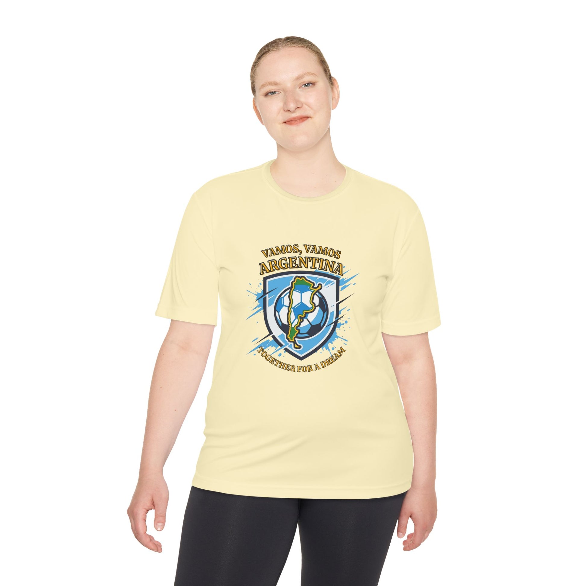 Argentina Soccer Shield Tee — "Vamos, Vamos Argentina" Football Shirt | Moisture-wicking tee - Trending Novelties & Gifts