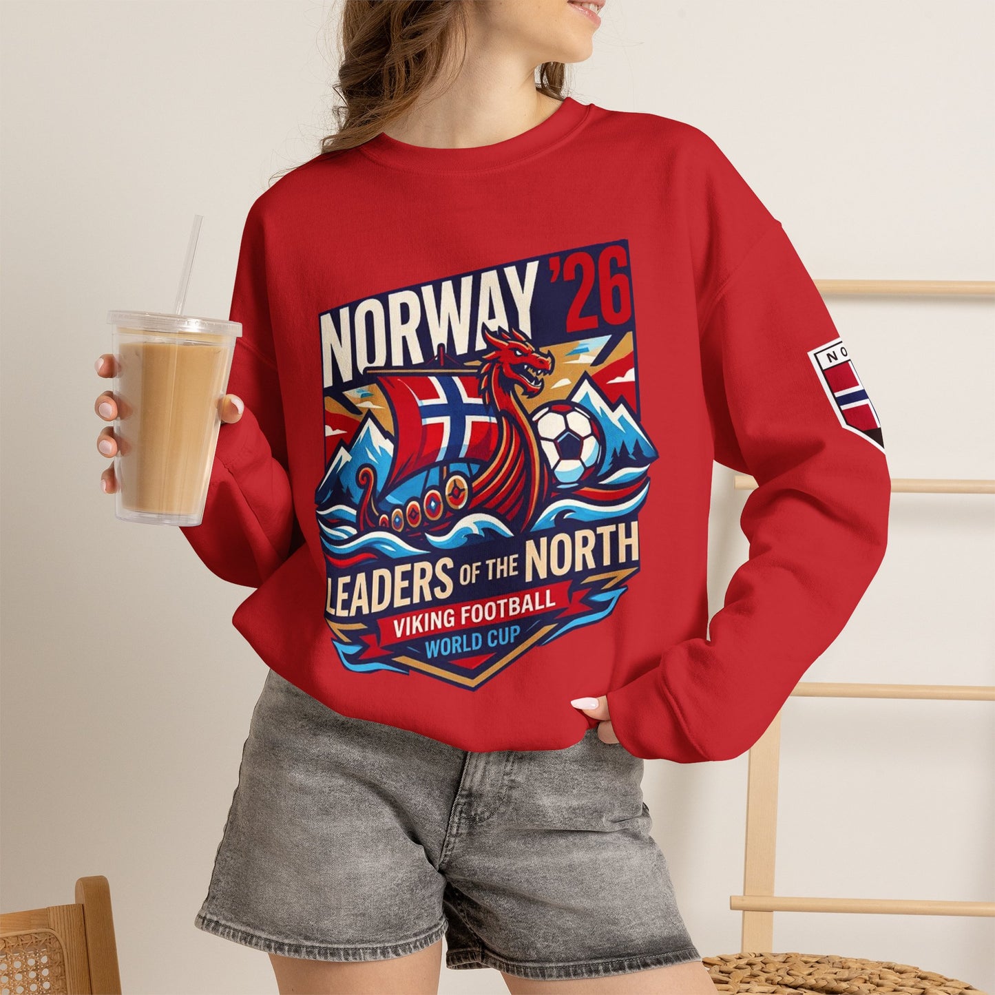 Norway '26 Viking Soccer Sweatshirt — Leaders of the North World Cup Fan Pullover