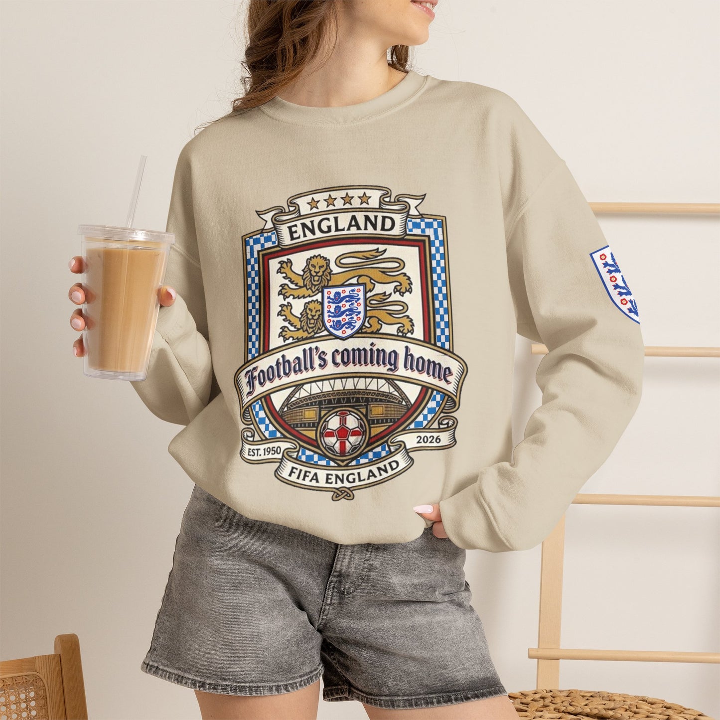 England's Soccer Fans' Crewneck Sweatshirt - "Football's Coming Home"