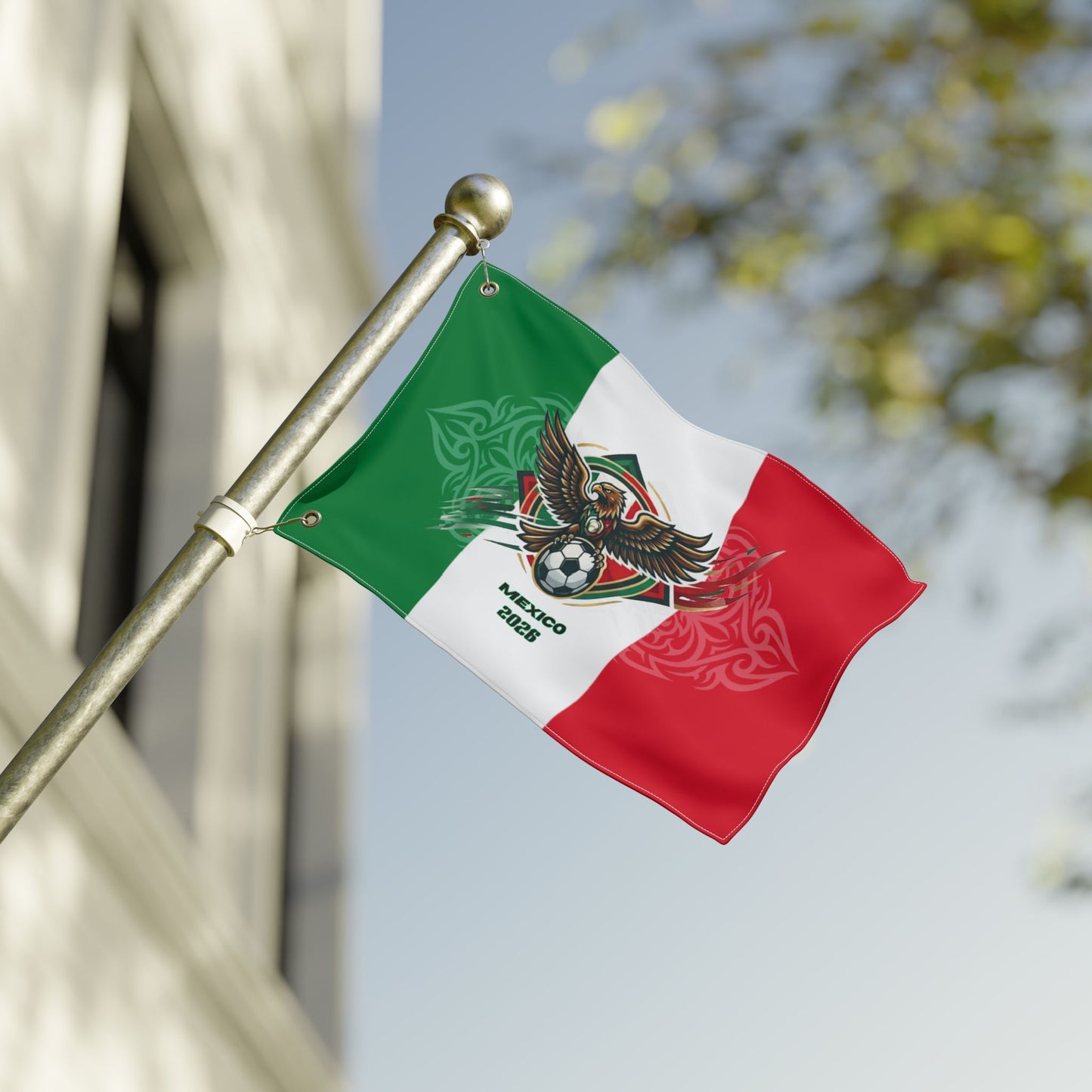 Mexico Soccer 2026 Fan Flag — Double-Sided Mexican Football Fan Banner