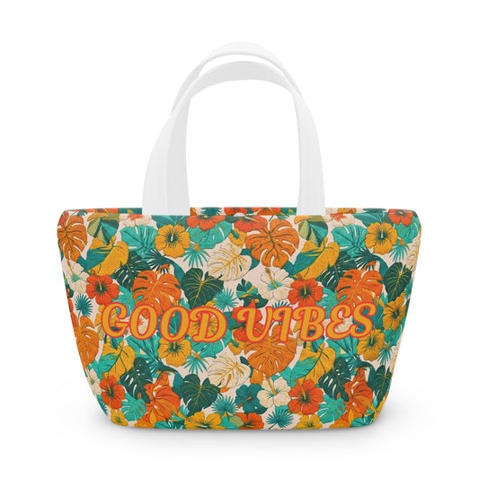 Tropical 'Good Vibes' Lunch Bag — Insulated Summer Cooler Tote - Trending Novelties & Gifts