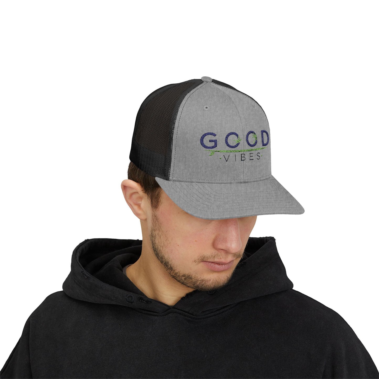 Good Vibes Trucker Cap - Summer Colorful Embroidered Snapback Cap - Trending Novelties & Gifts