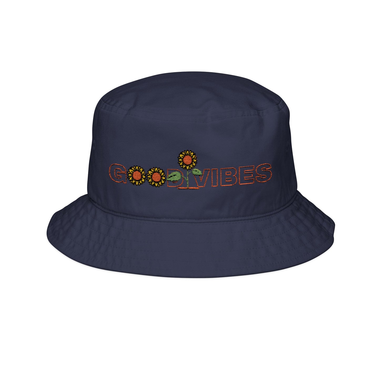 Good Vibes Embroidered Bucket Hat — Sunflower Motif Summer Hat - Trending Novelties & Gifts