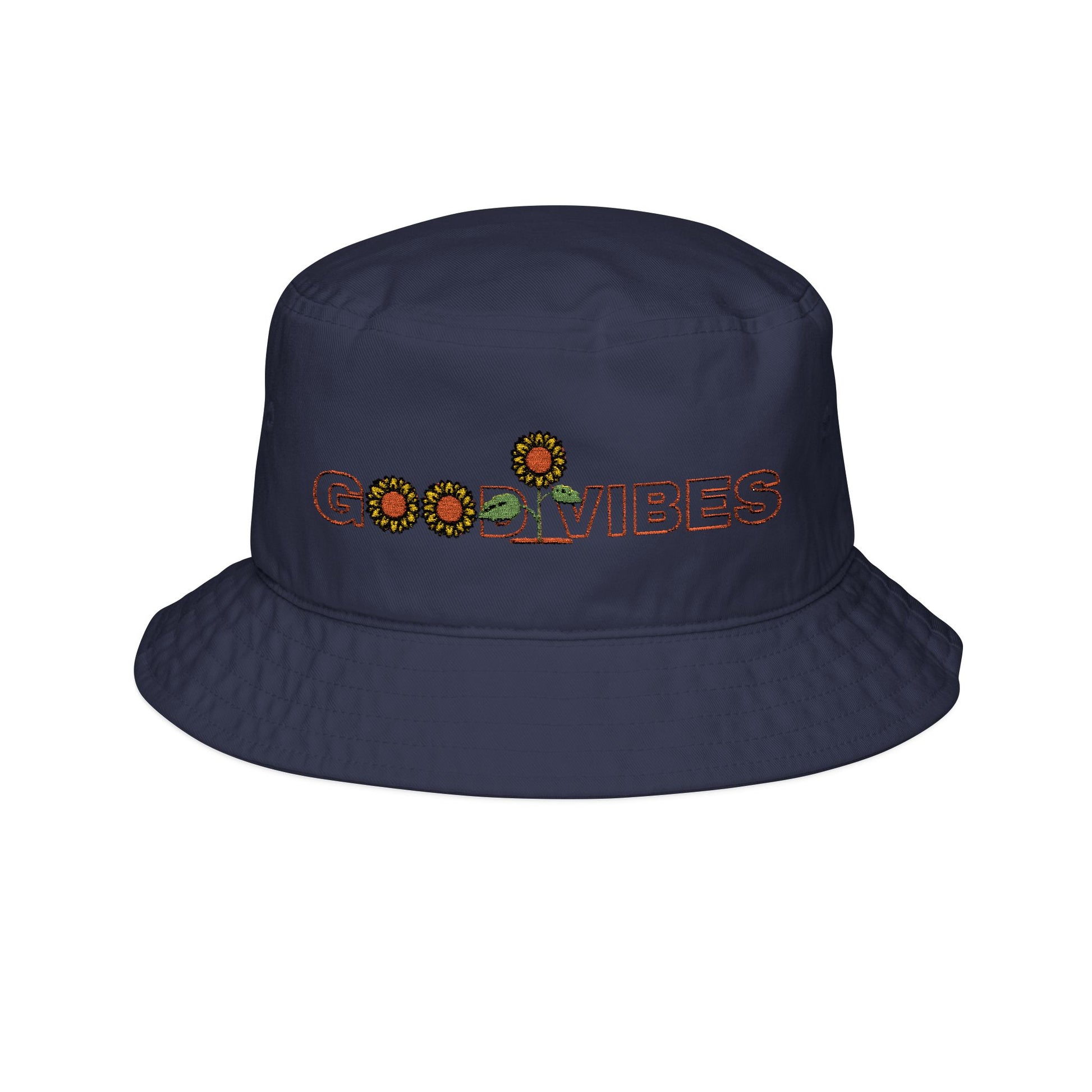 Good Vibes Embroidered Bucket Hat — Sunflower Motif Summer Hat - Trending Novelties & Gifts